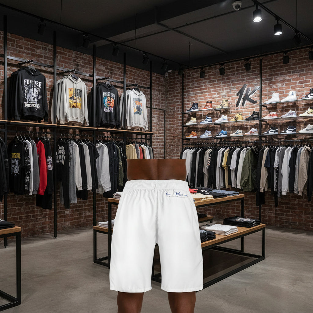 Athletic Shorts - Blue & White 'Trap Threads' Logo Men's Jogger Shorts by Printify