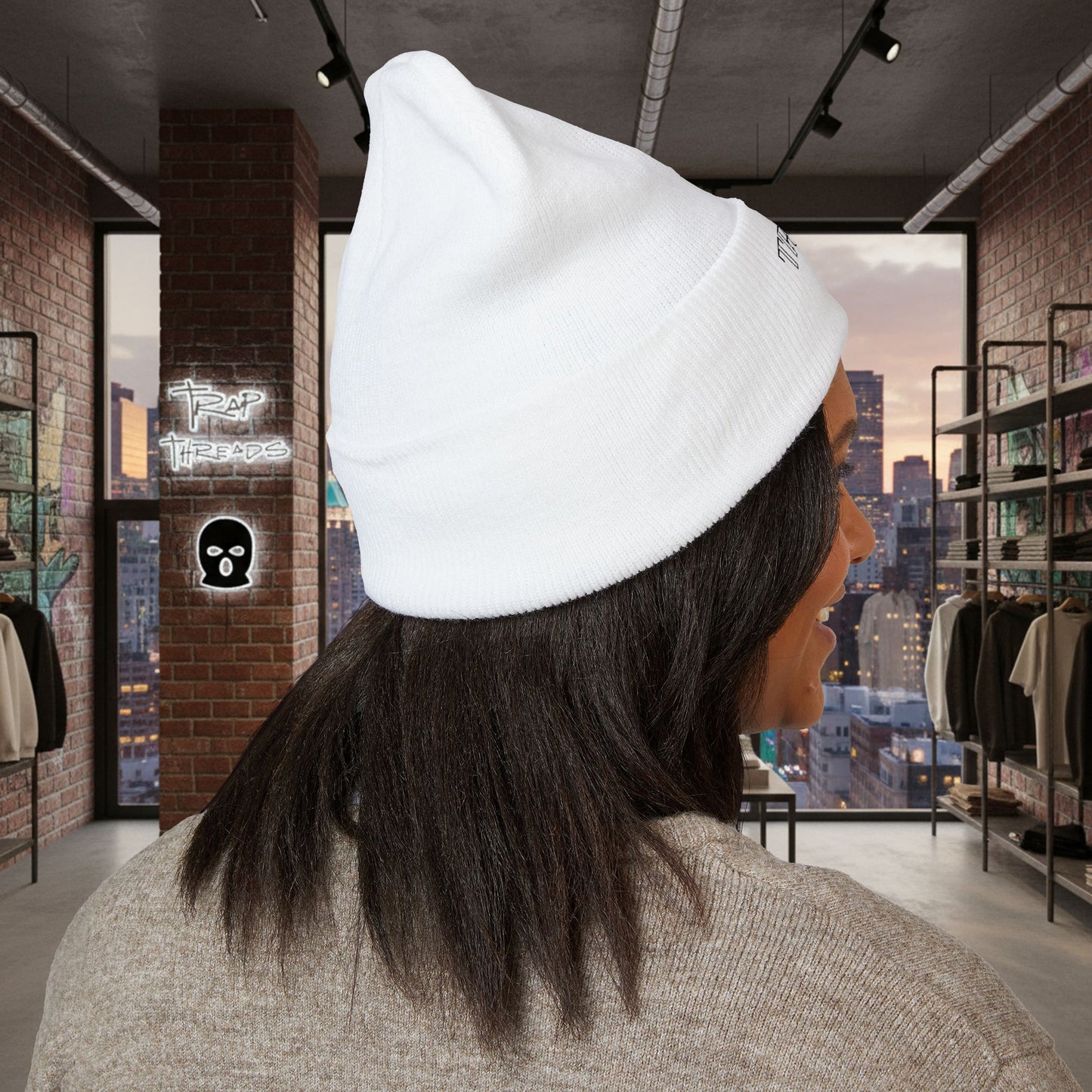 TRAPGEAR Embroidered Cuffed Beanie — Streetwear Knit Hat