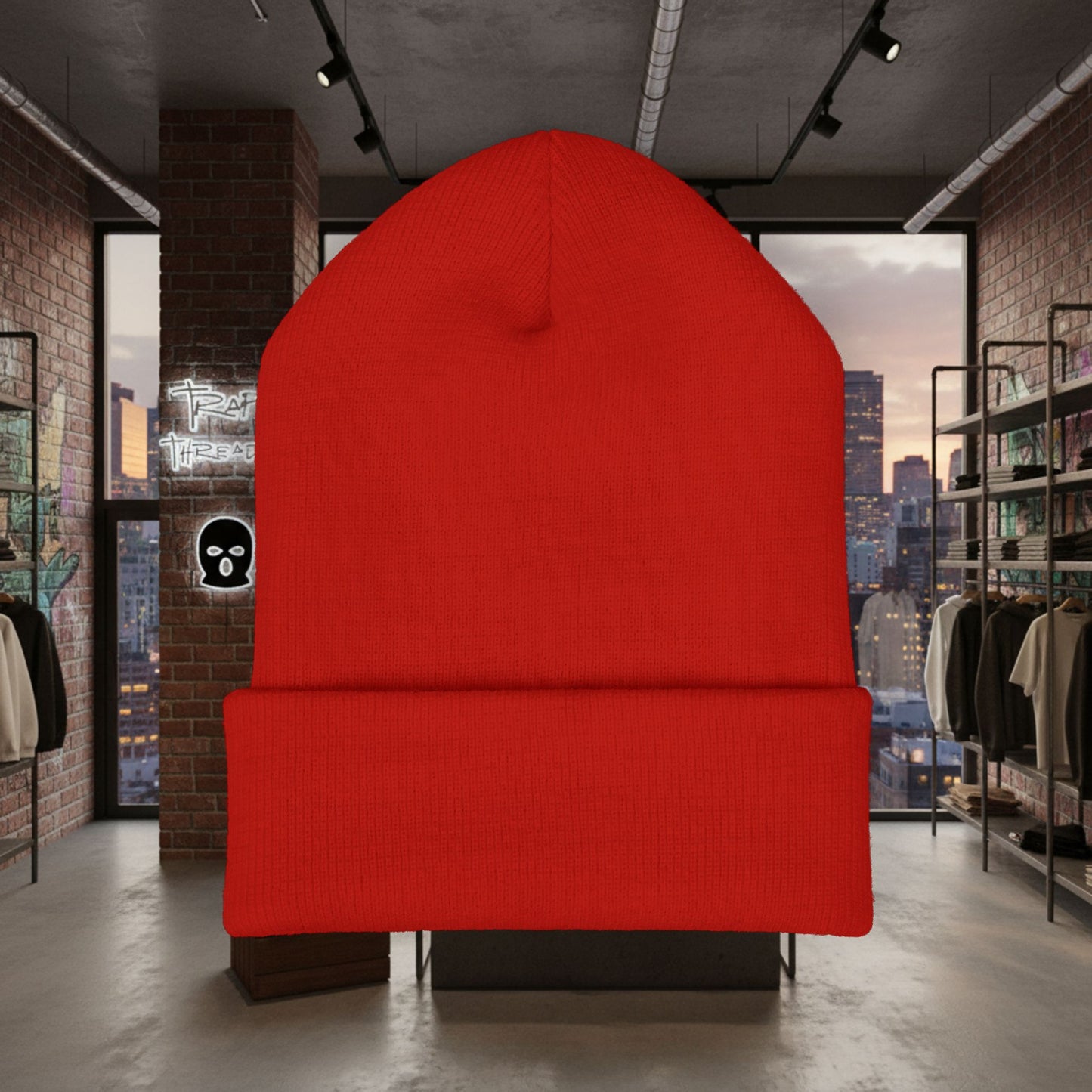 TRAPGEAR Embroidered Cuffed Beanie — Streetwear Knit Hat