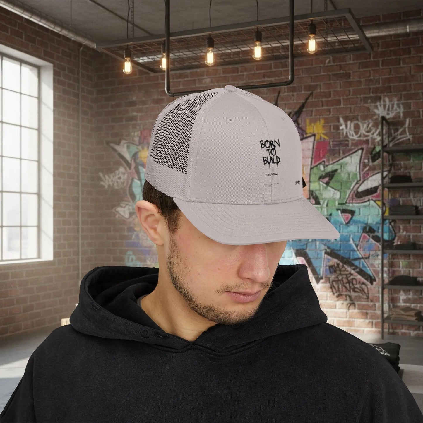 Trucker Cap - Born to Build Trapgear Design Printify