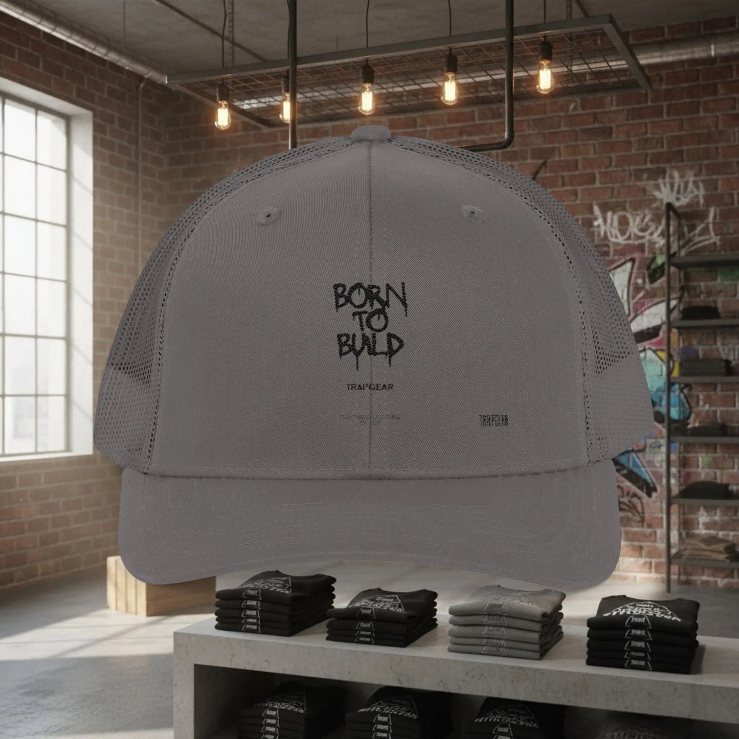 Trucker Cap - Born to Build Trapgear Design Printify