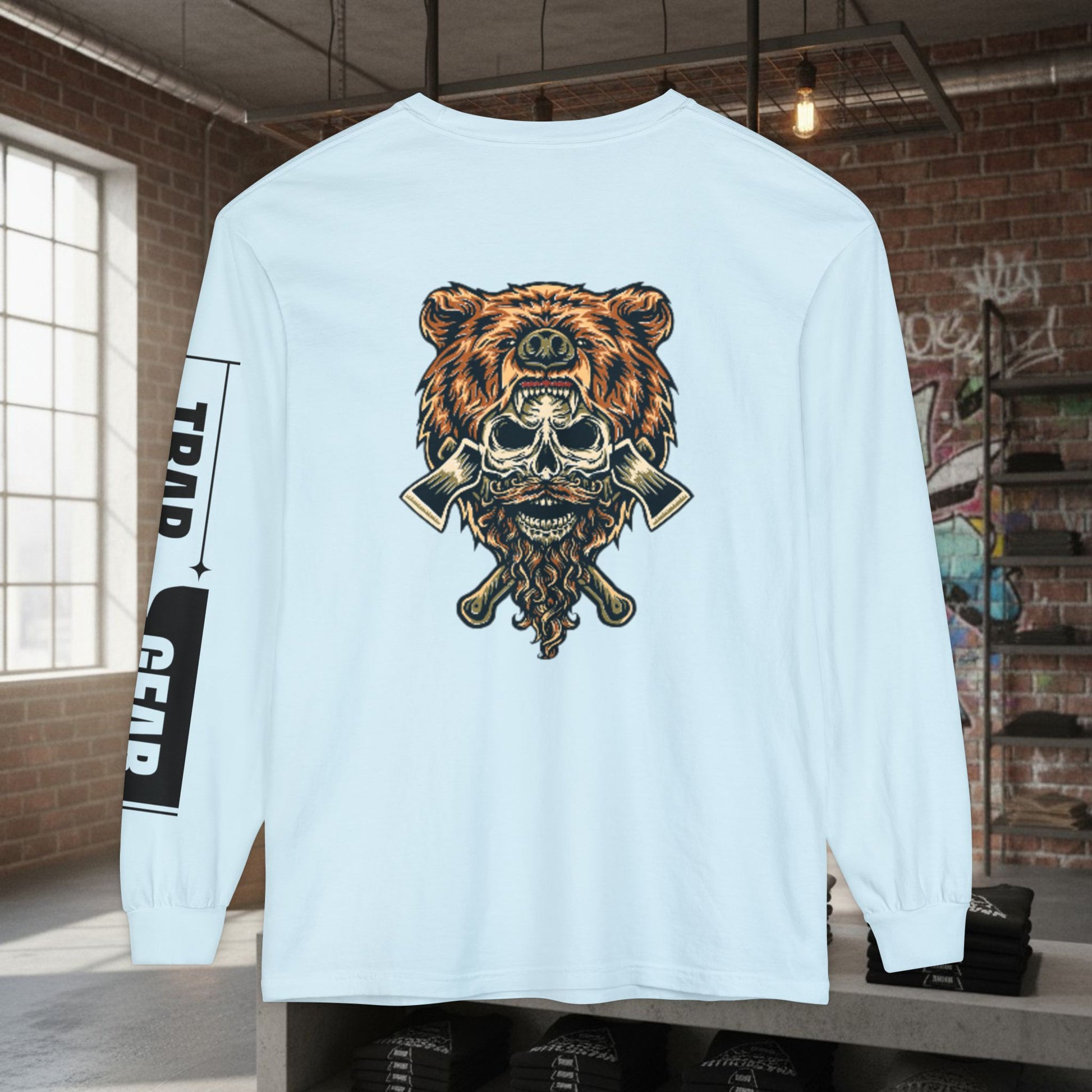 Long Sleeve T-Shirt - Born to Build Bear Mentality Back Graphic by Printify