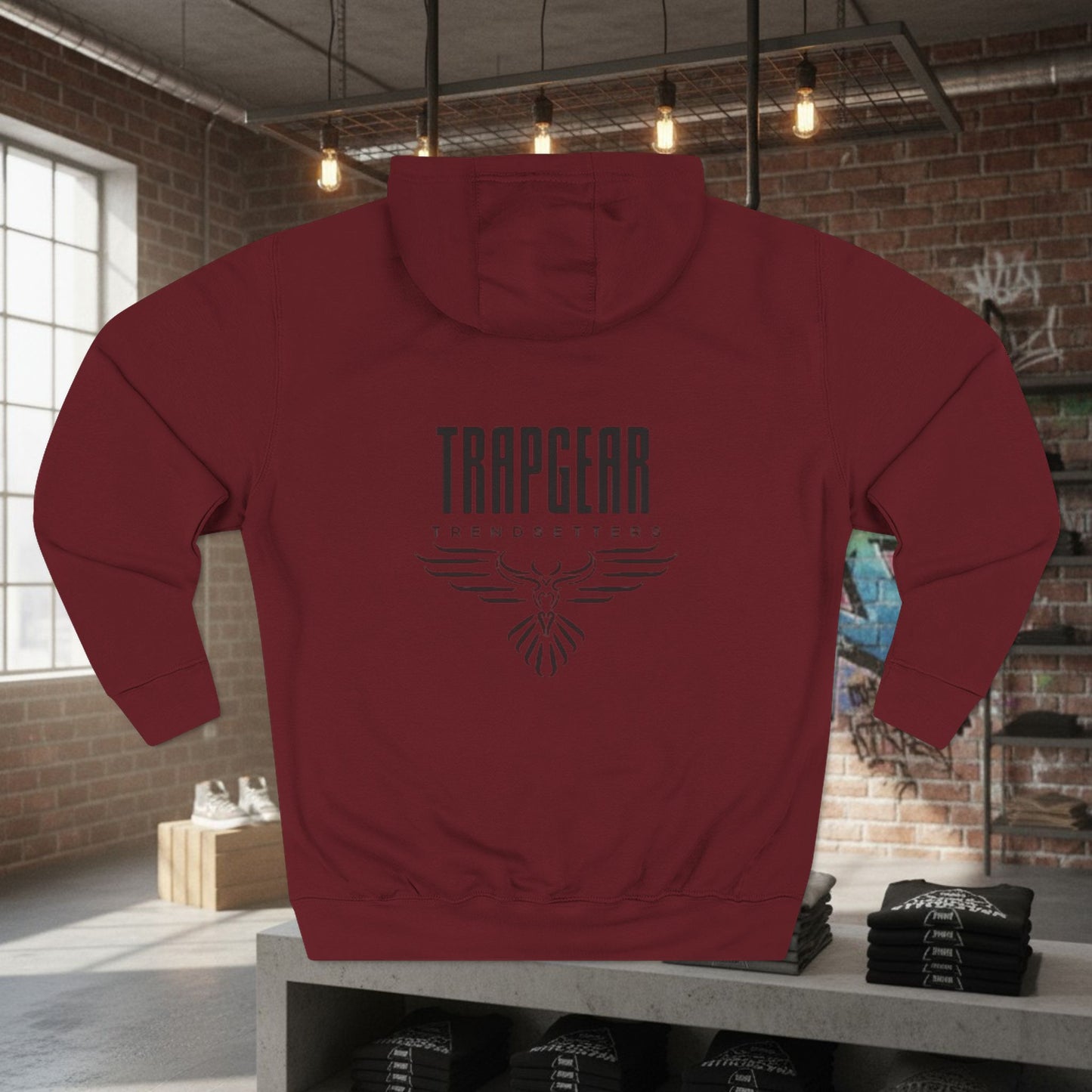 TrapGear Three-Panel Fleece Hoodie — Trendsetters Graphic Logo