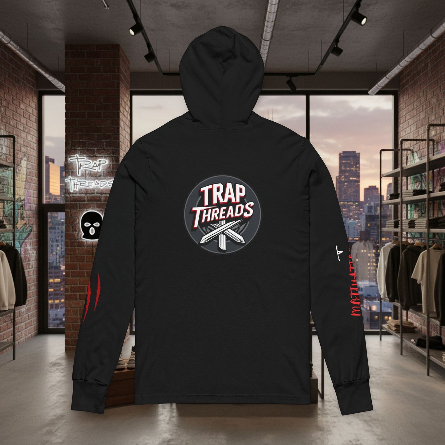 Trap Threads Streetwear Hooded Tee - Graphic Long-Sleeve Hooded Tee by Printify