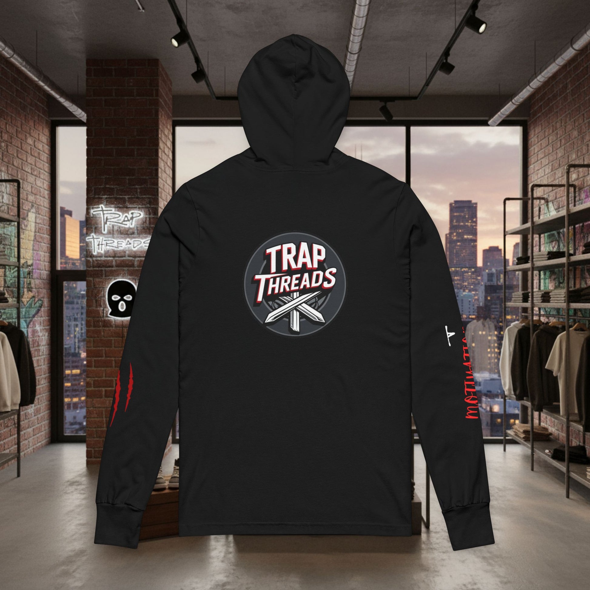 Trap Threads Streetwear Hooded Tee - Graphic Long-Sleeve Hooded Tee by Printify
