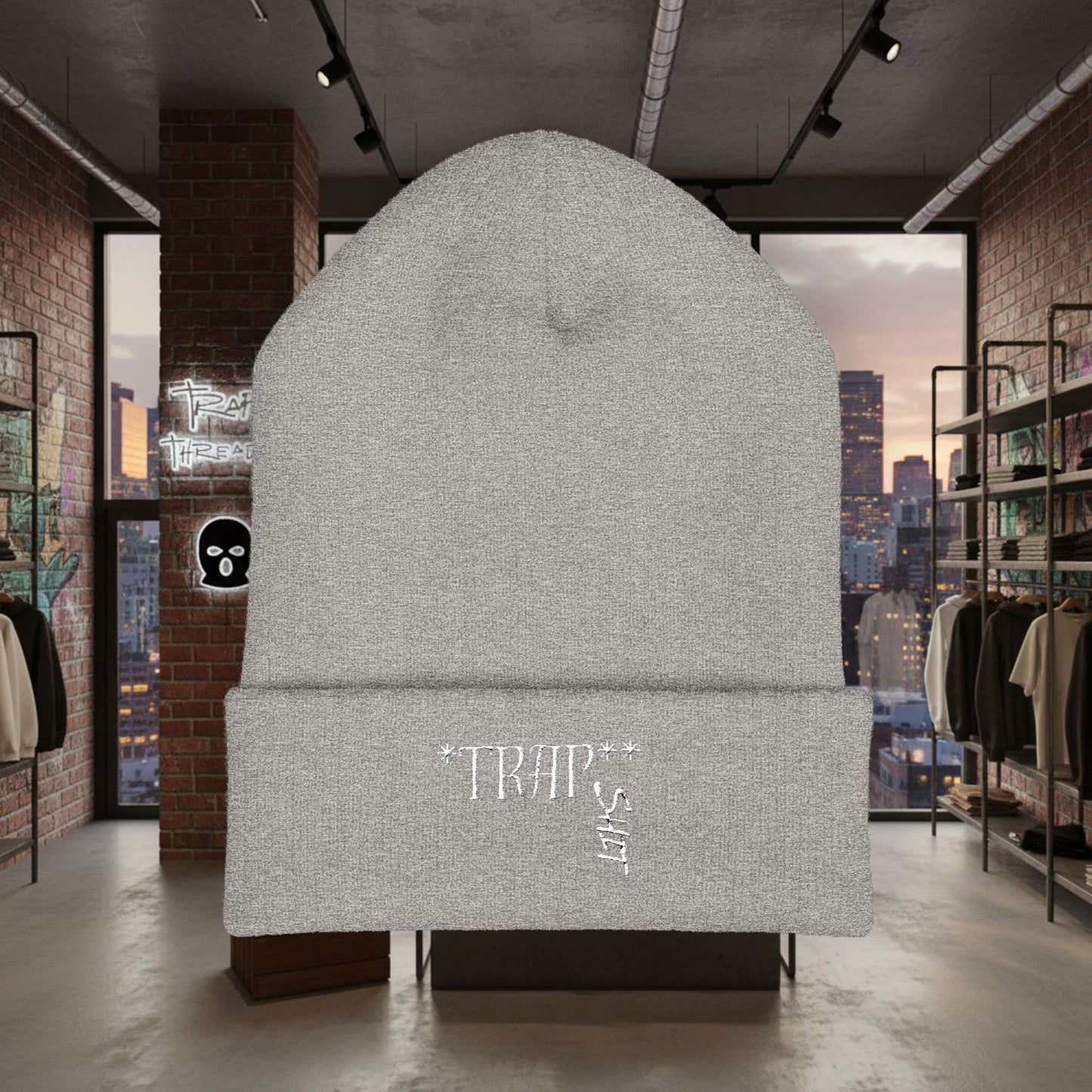 TRAPGEAR Embroidered Cuffed Beanie — Streetwear Knit Hat