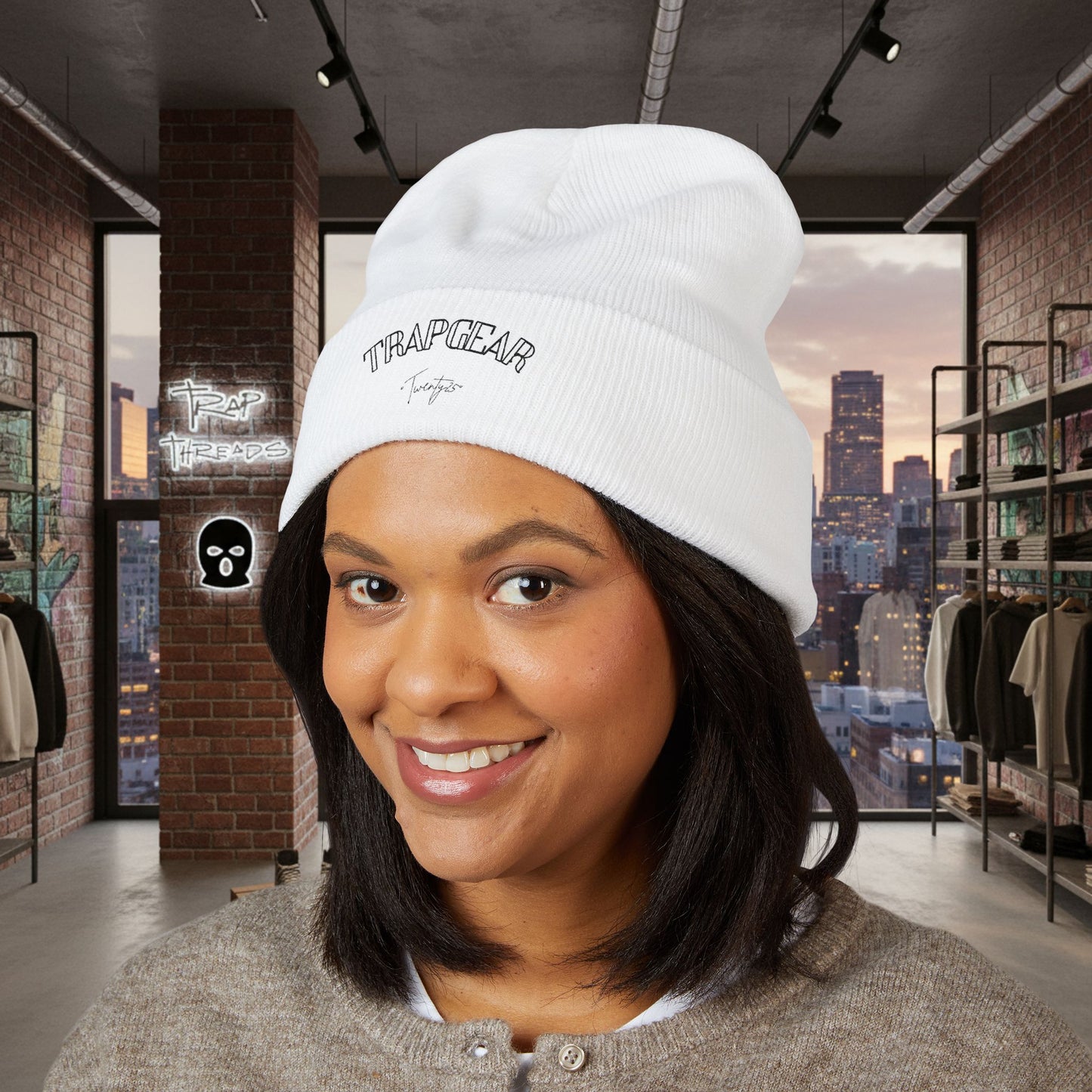 TRAPGEAR Embroidered Cuffed Beanie — Streetwear Knit Hat