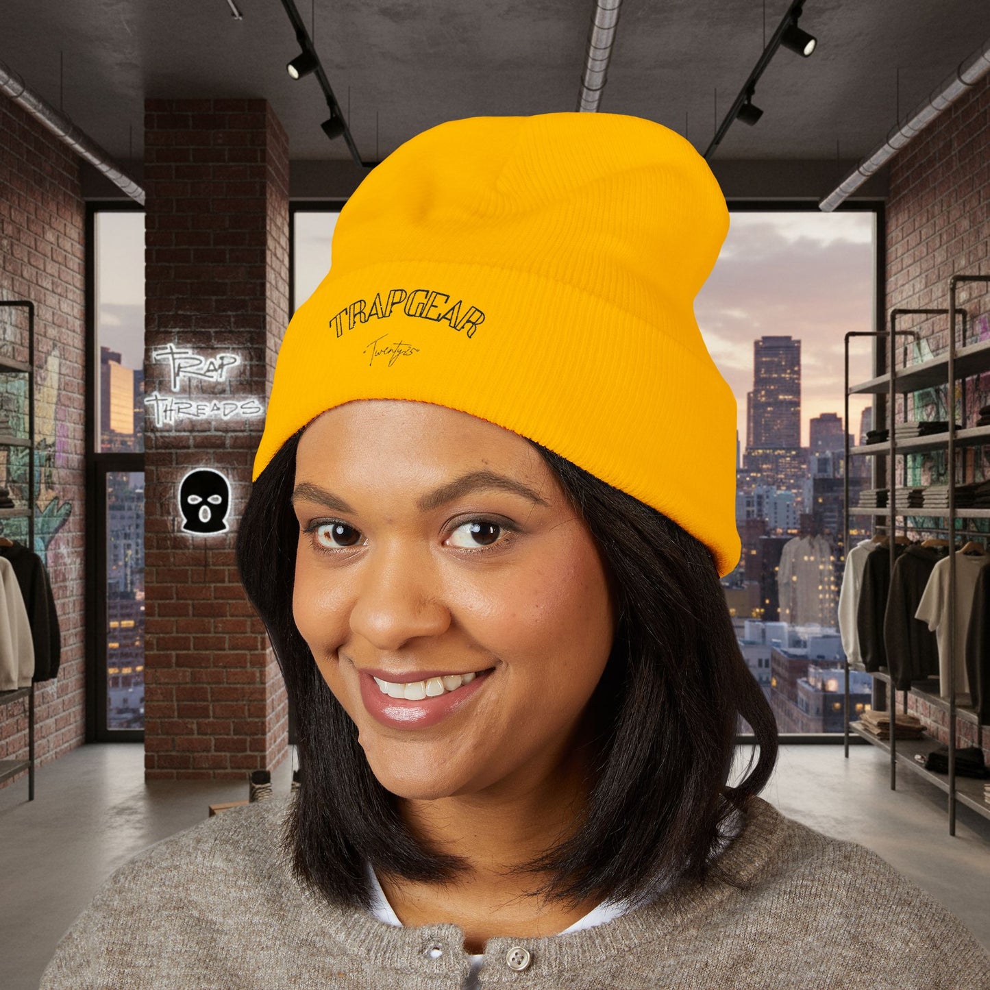 TRAPGEAR Embroidered Cuffed Beanie — Streetwear Knit Hat