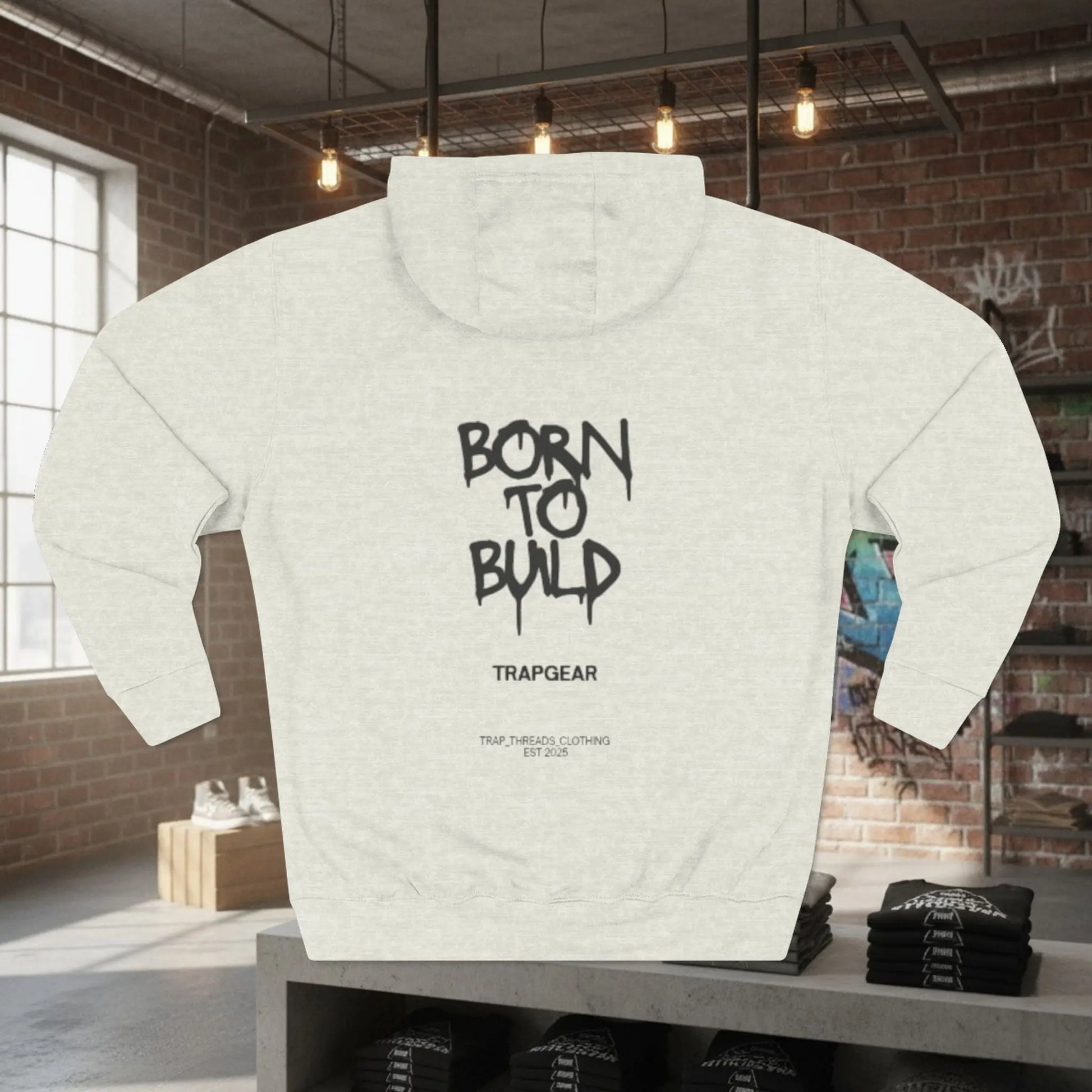 Fleece Hoodie Trapgear Born to Build Printify