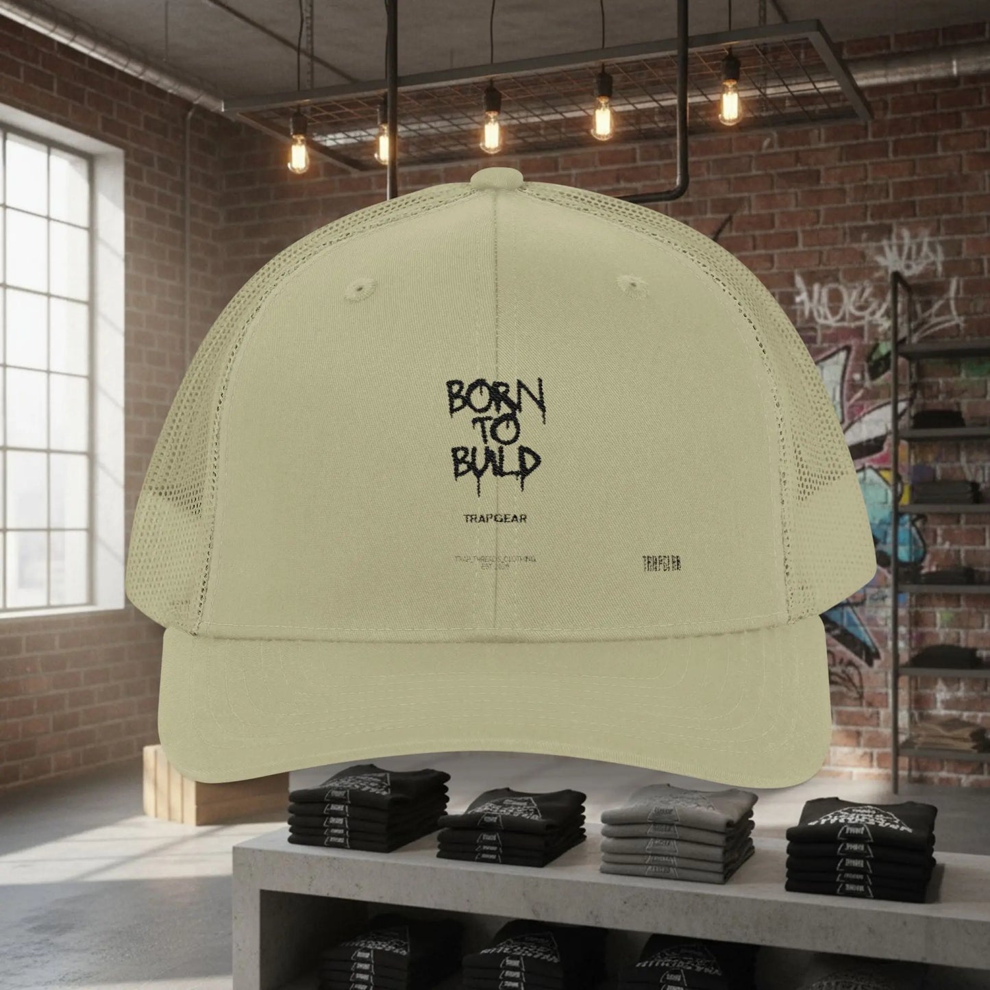 Trucker Cap - Born to Build Trapgear Design Printify