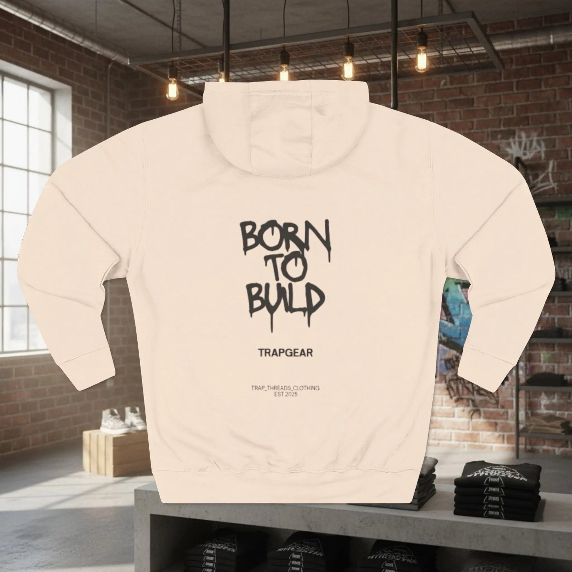 Fleece Hoodie Trapgear Born to Build Printify