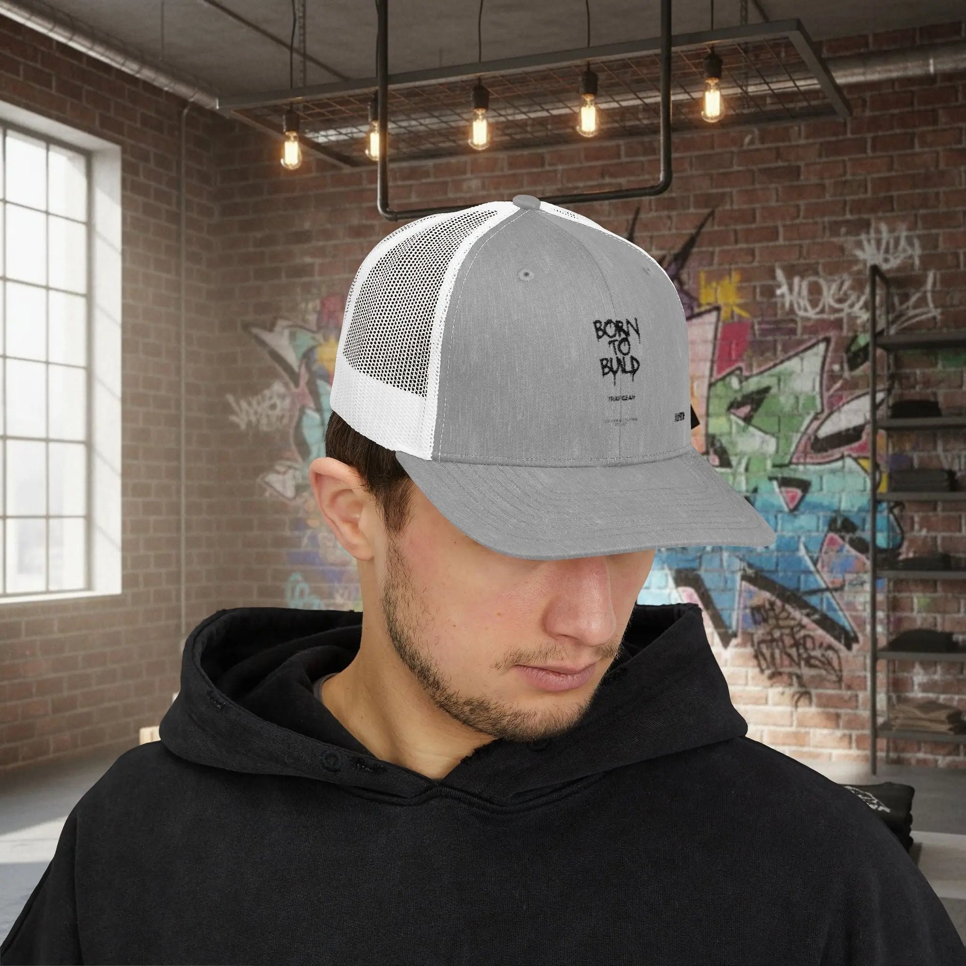 Trucker Cap - Born to Build Trapgear Design Printify