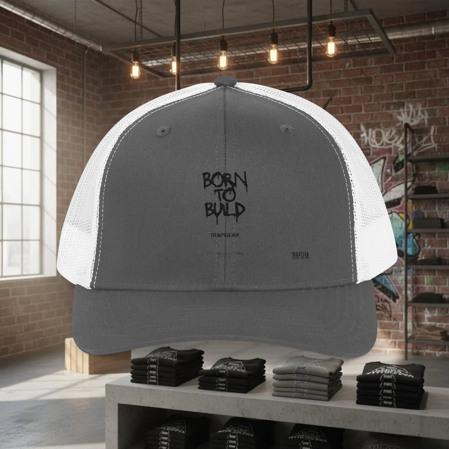 Trucker Cap - Born to Build Trapgear Design Printify