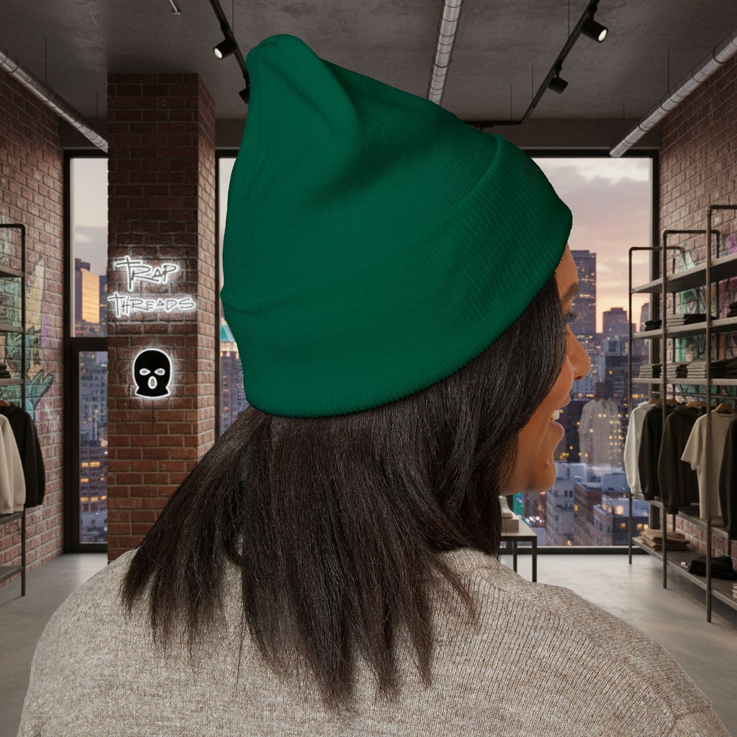 TRAPGEAR Embroidered Cuffed Beanie — Streetwear Knit Hat