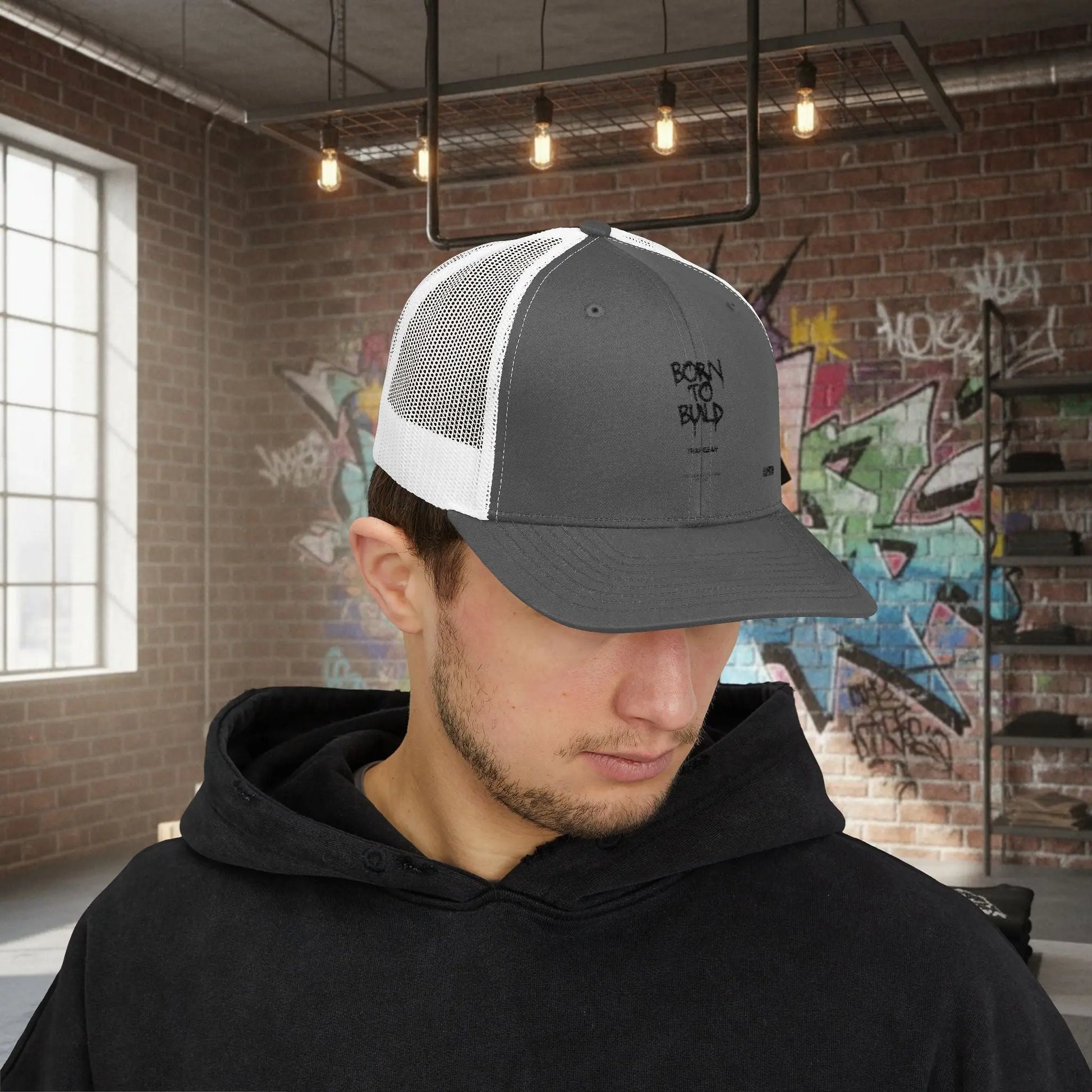 Trucker Cap - Born to Build Trapgear Design Printify