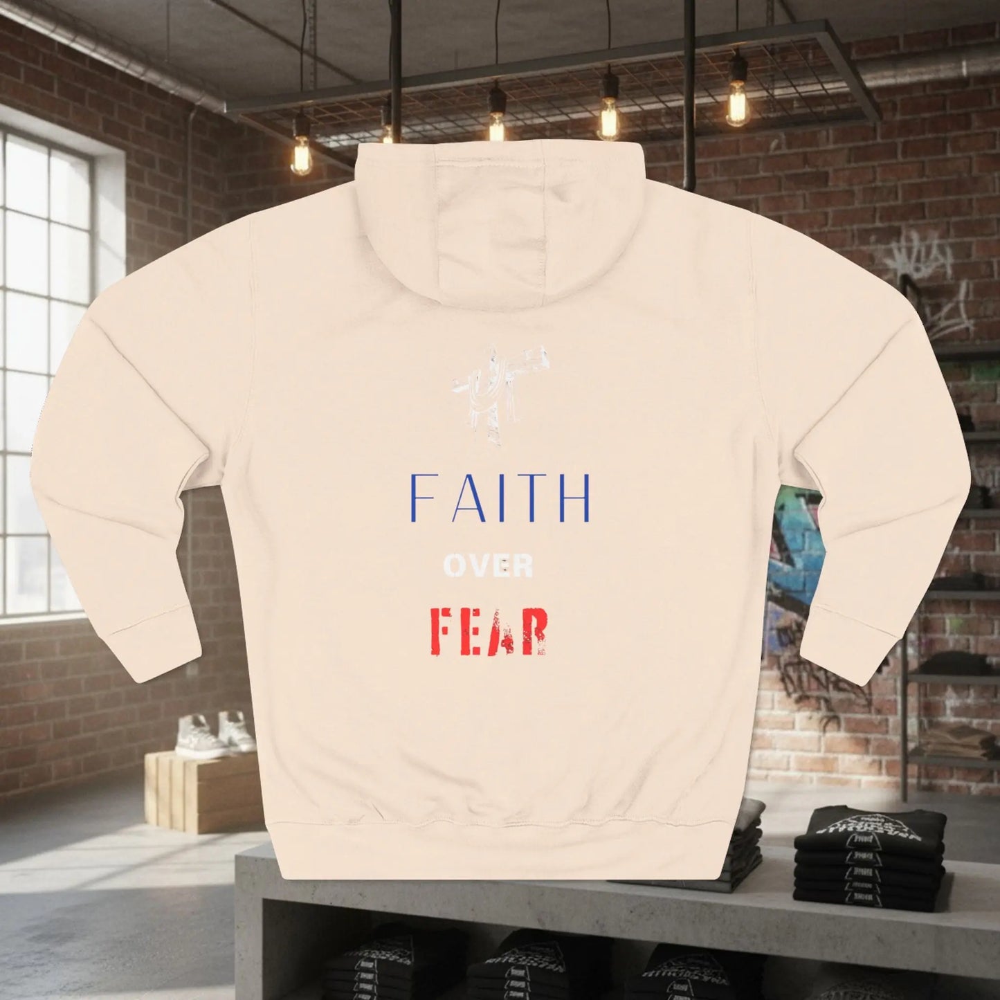 Fleece Hoodie - Faith Over Fear Inspirational Design Printify