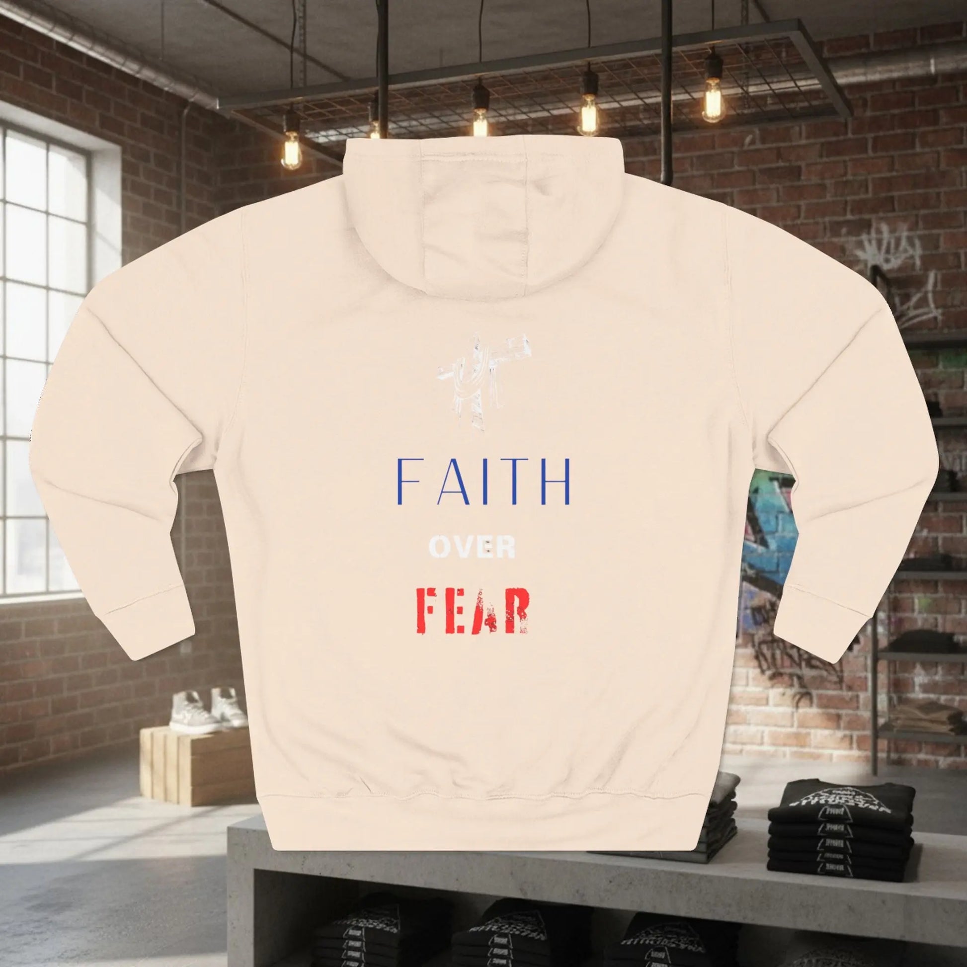 Fleece Hoodie - Faith Over Fear Inspirational Design Printify