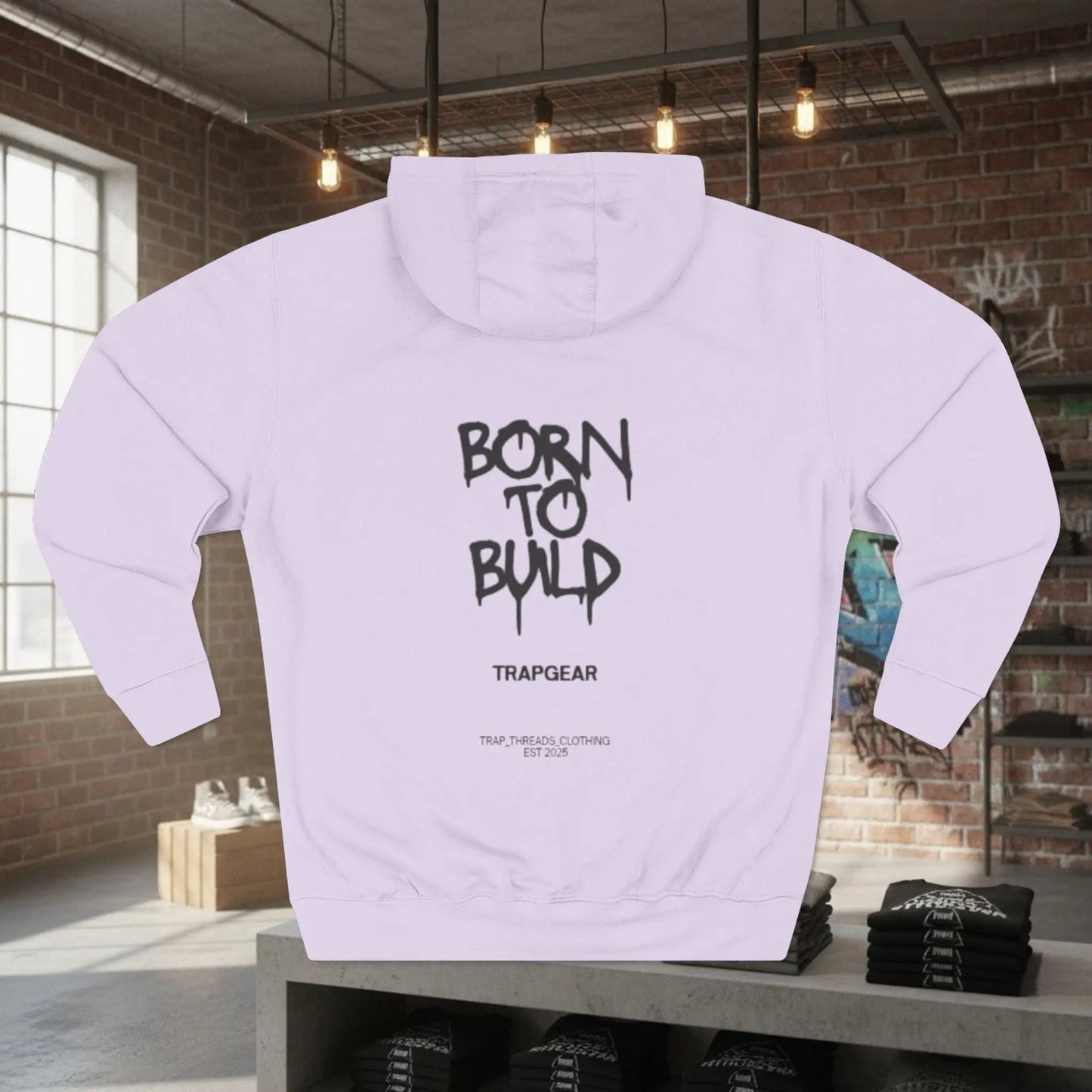 Fleece Hoodie Trapgear Born to Build Printify