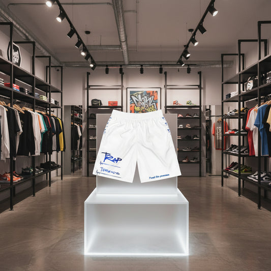 Athletic Shorts - Blue & White 'Trap Threads' Logo Men's Jogger Shorts by Printify