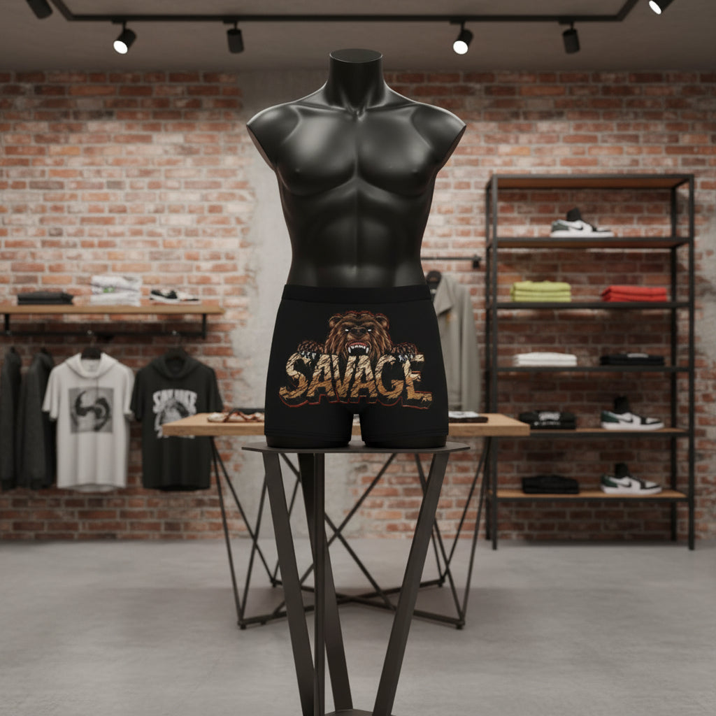 Savage Boxer Briefs — Trap Threads Men’s All-Over Print Printify