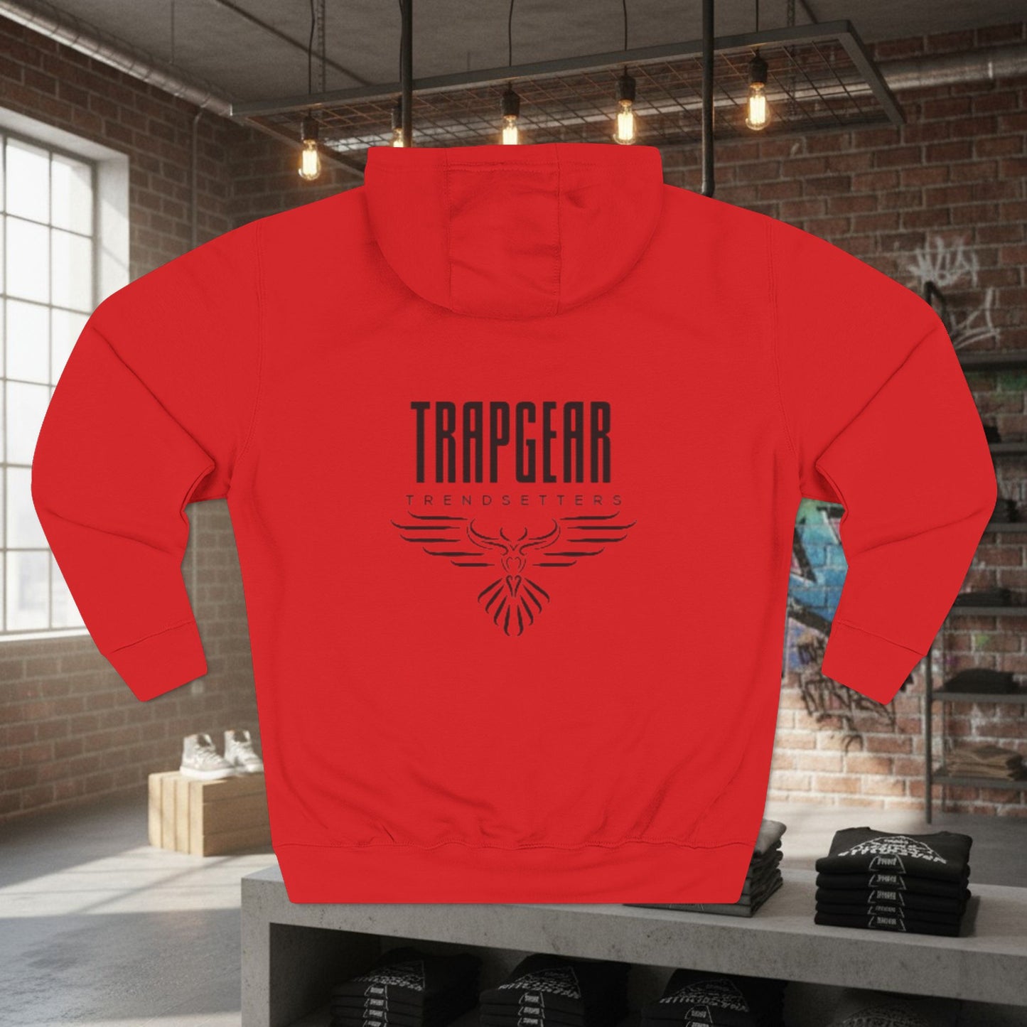 TrapGear Three-Panel Fleece Hoodie — Trendsetters Graphic Logo