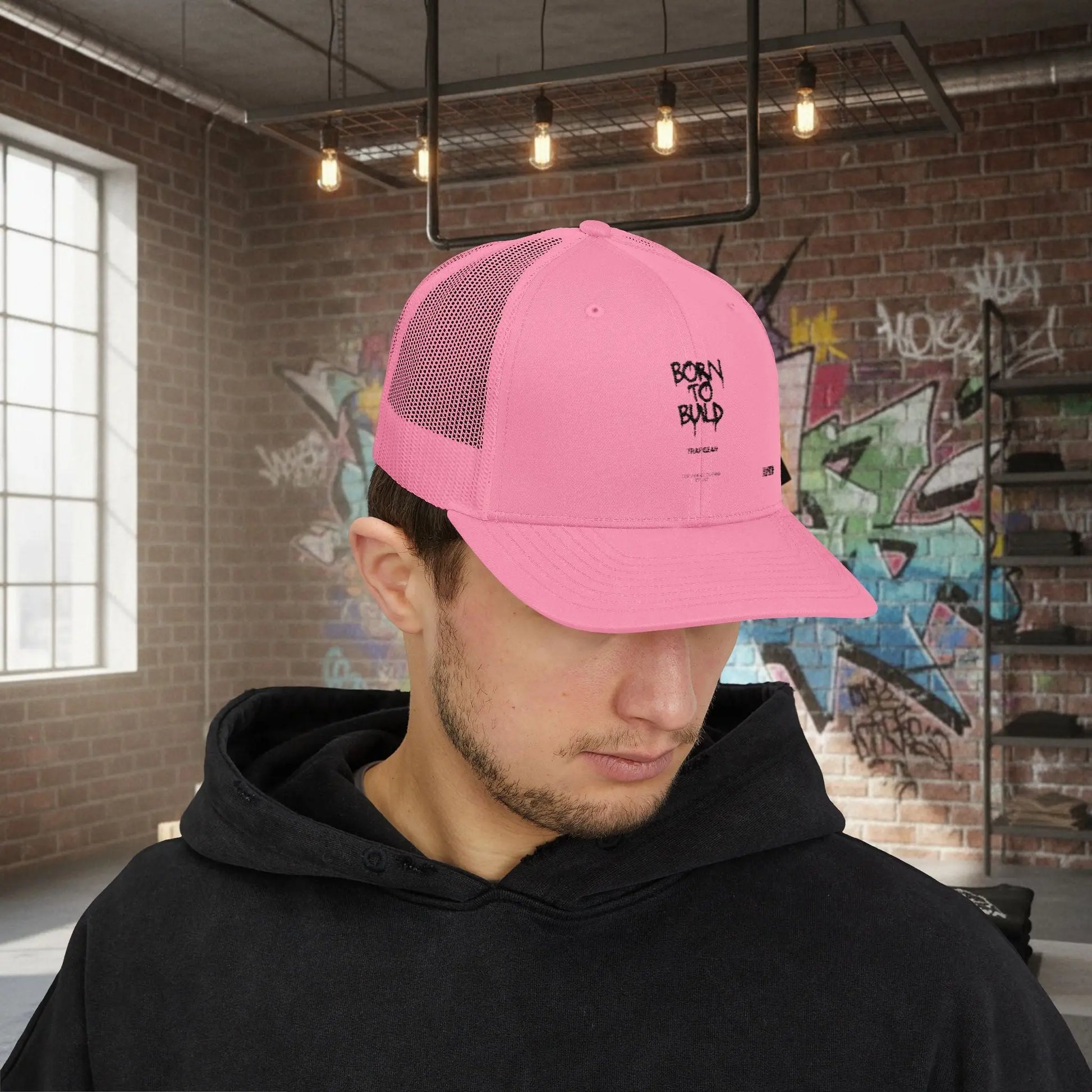 Trucker Cap - Born to Build Trapgear Design Printify