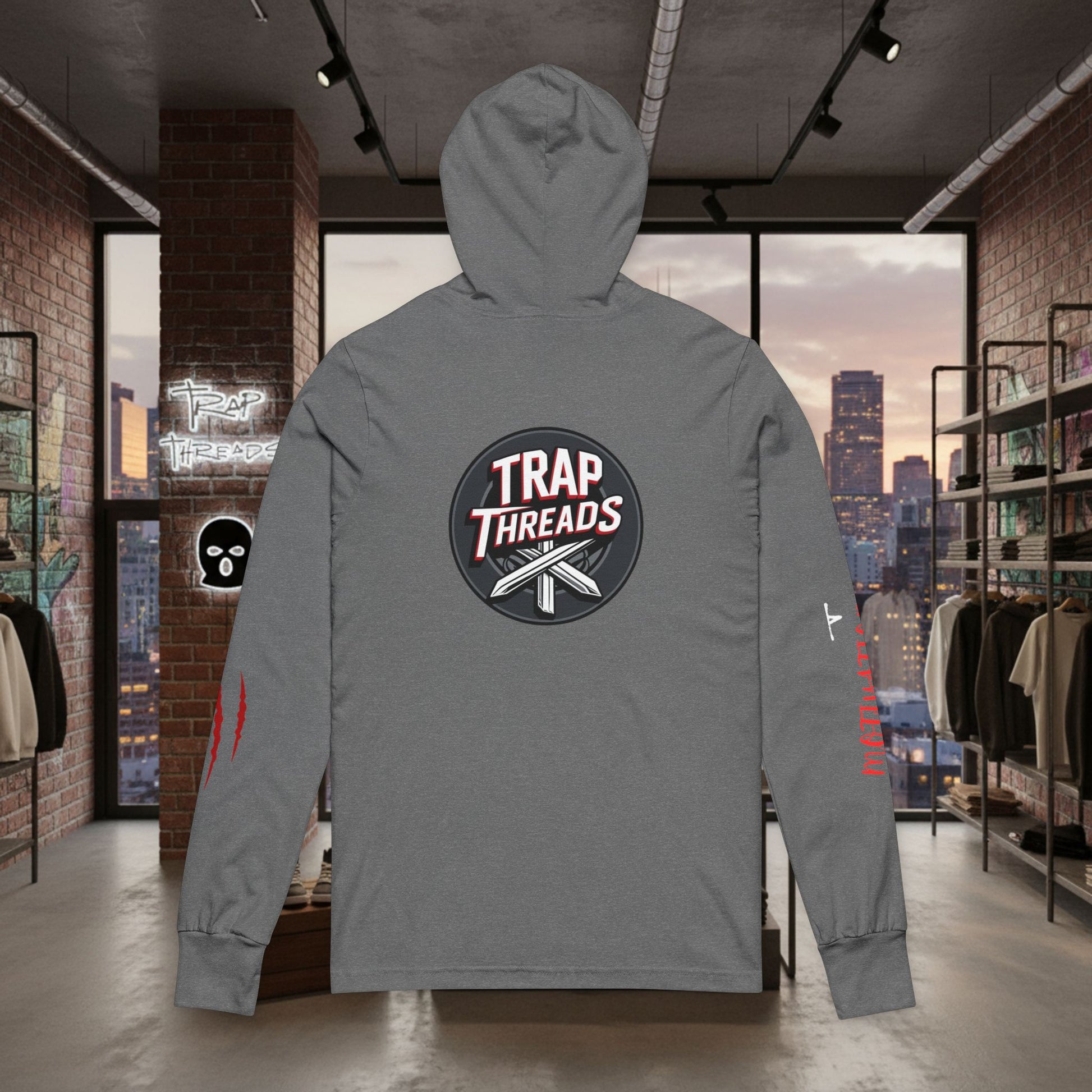 Trap Threads Streetwear Hooded Tee - Graphic Long-Sleeve Hooded Tee by Printify