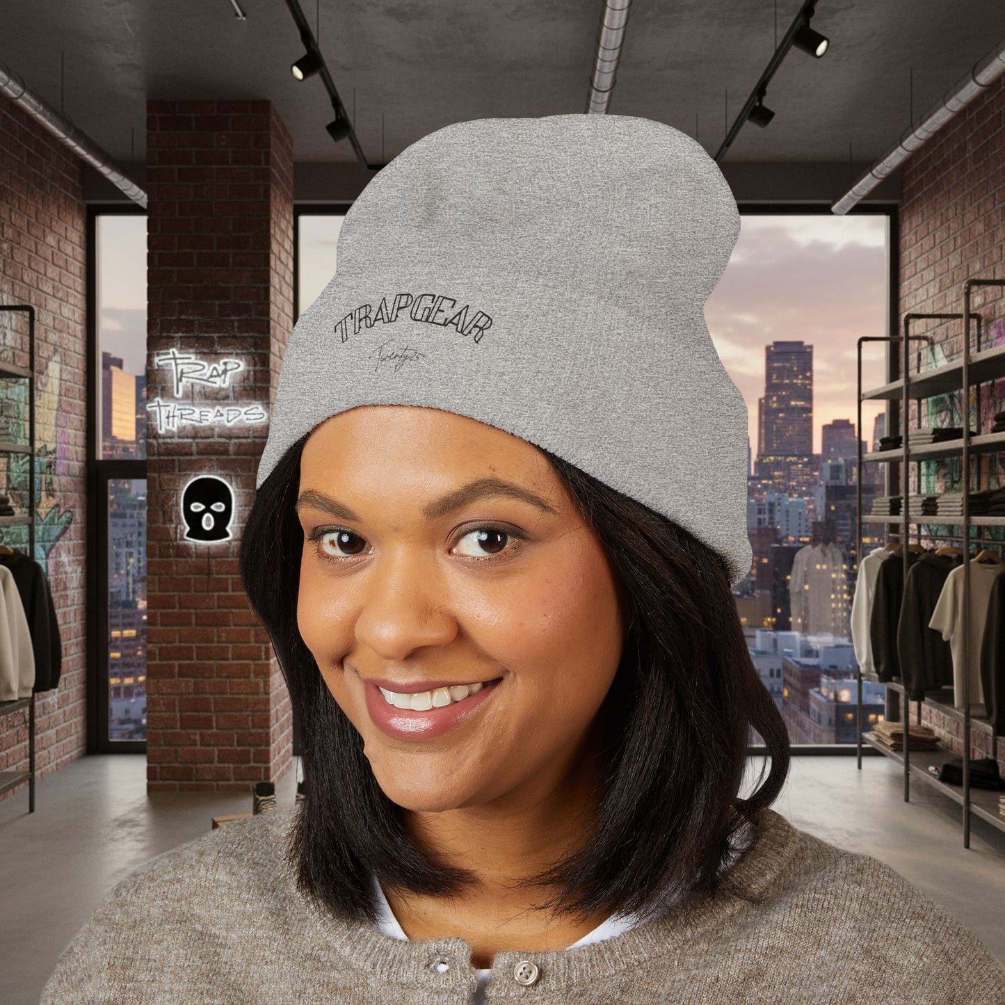 TRAPGEAR Embroidered Cuffed Beanie — Streetwear Knit Hat