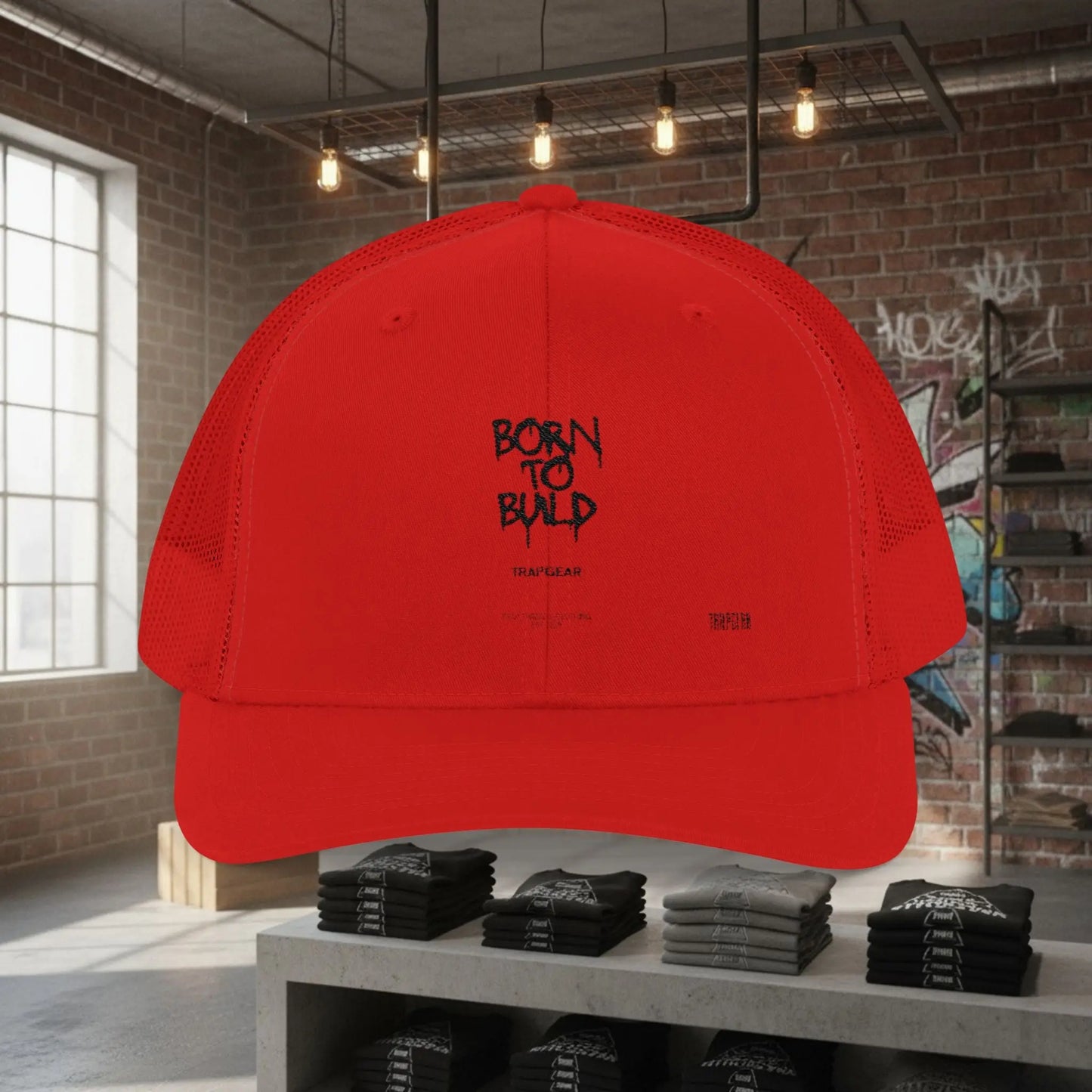 Trucker Cap - Born to Build Trapgear Design Printify