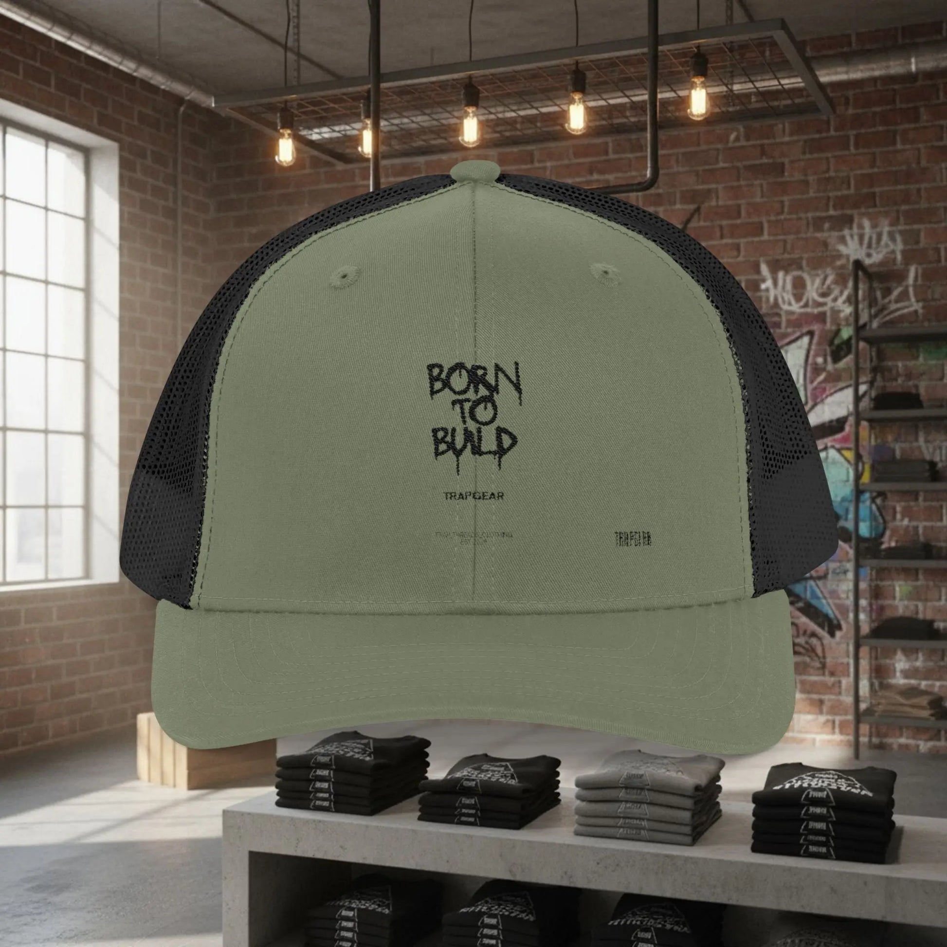 Trucker Cap - Born to Build Trapgear Design Printify