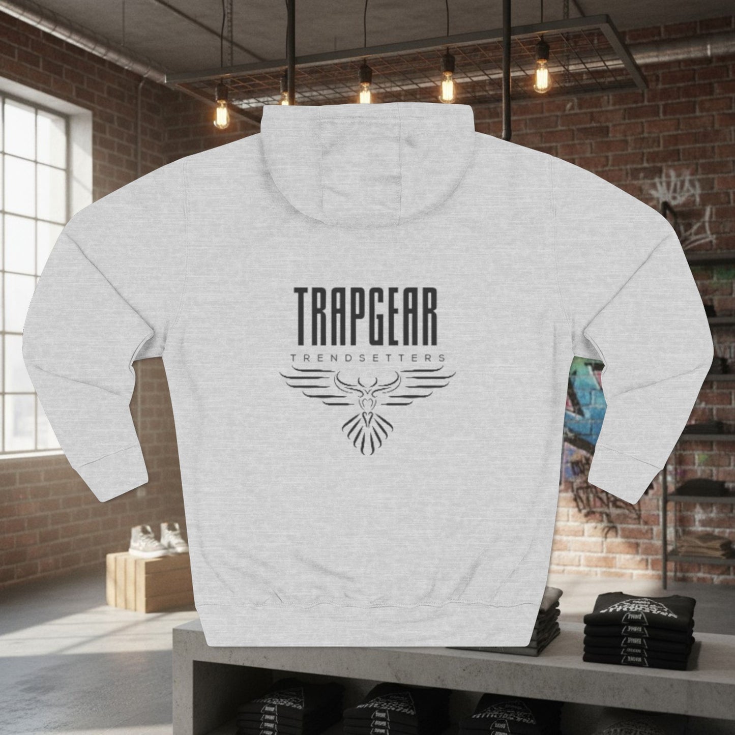 TrapGear Three-Panel Fleece Hoodie — Trendsetters Graphic Logo