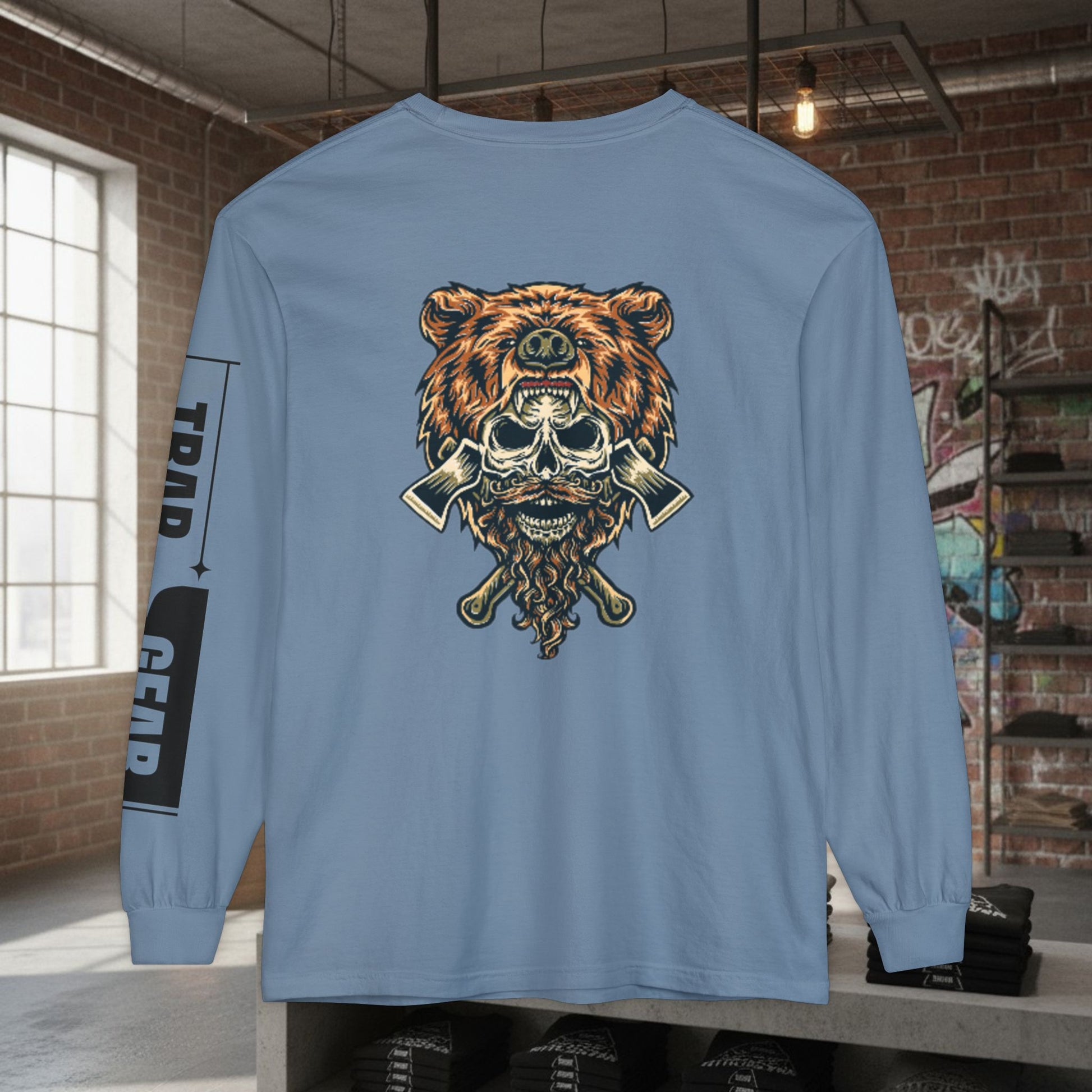 Long Sleeve T-Shirt - Born to Build Bear Mentality Back Graphic by Printify