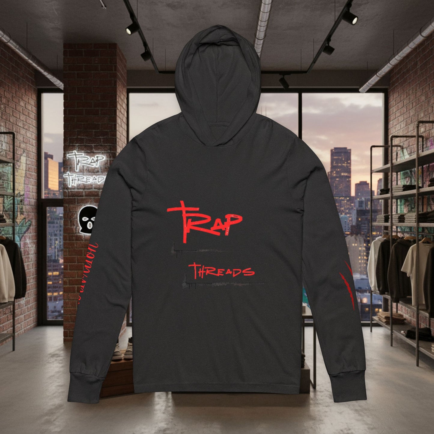 Trap Threads Streetwear Hooded Tee - Graphic Long-Sleeve Hooded Tee by Printify