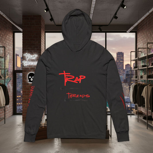 Trap Threads Streetwear Hooded Tee - Graphic Long-Sleeve Hooded Tee by Printify