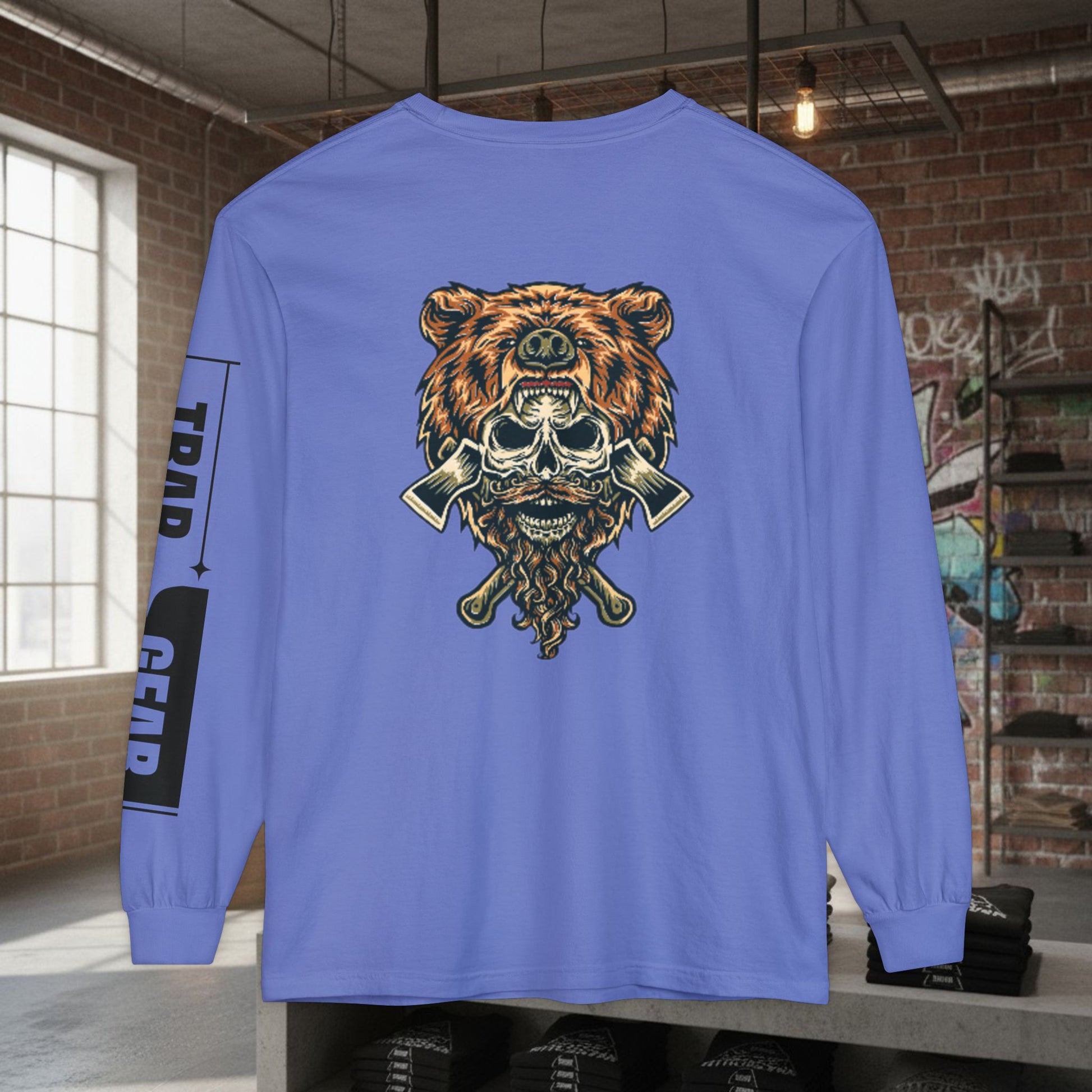 Long Sleeve T-Shirt - Born to Build Bear Mentality Back Graphic by Printify