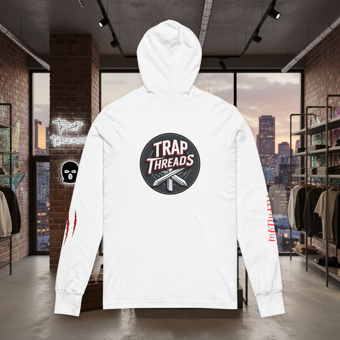 Trap Threads Streetwear Hooded Tee - Graphic Long-Sleeve Hooded Tee by Printify