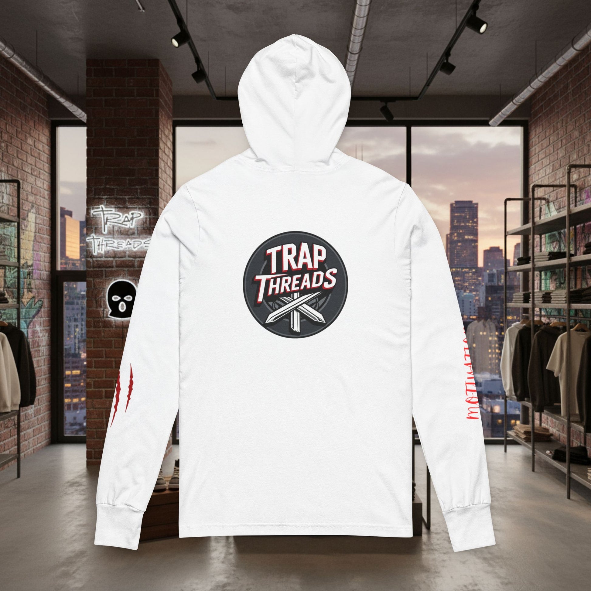 Trap Threads Streetwear Hooded Tee - Graphic Long-Sleeve Hooded Tee by Printify