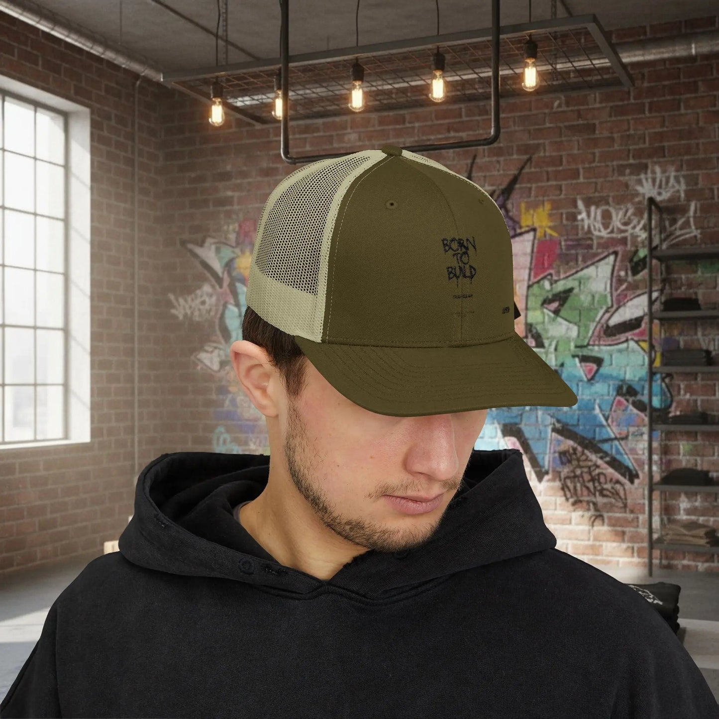 Trucker Cap - Born to Build Trapgear Design Printify