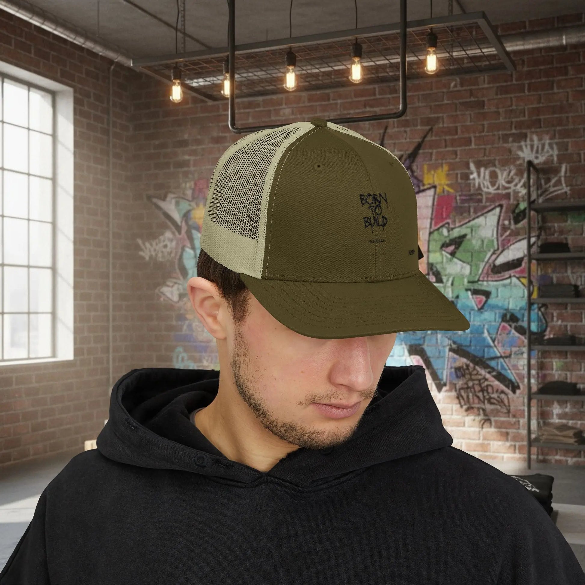 Trucker Cap - Born to Build Trapgear Design Printify