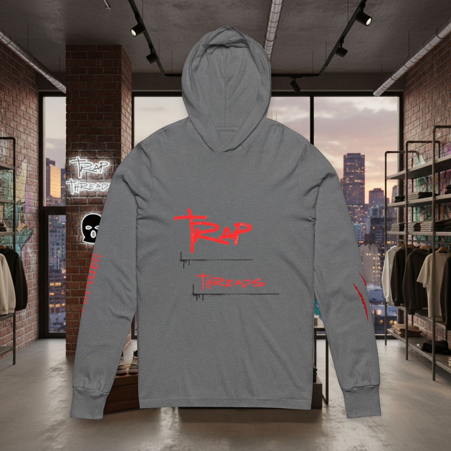 Trap Threads Streetwear Hooded Tee - Graphic Long-Sleeve Hooded Tee by Printify