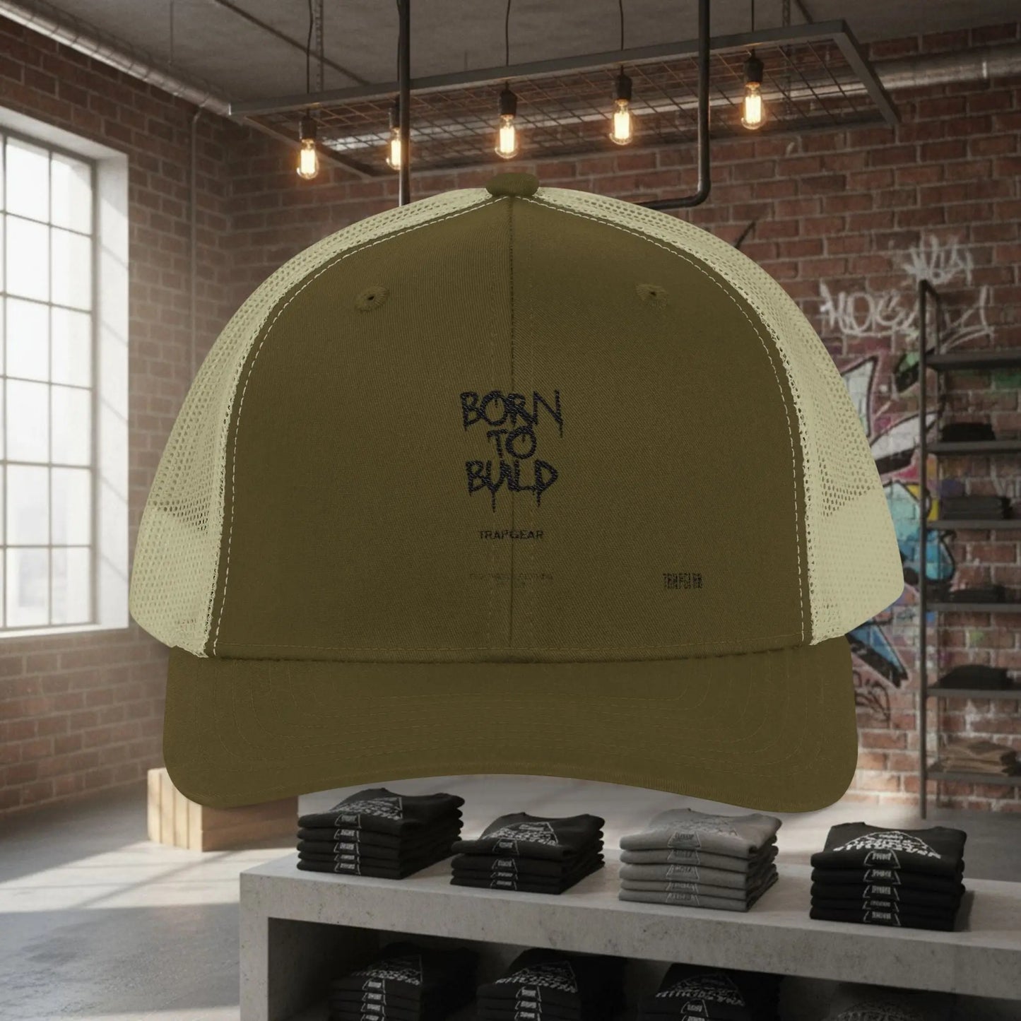 Trucker Cap - Born to Build Trapgear Design Printify
