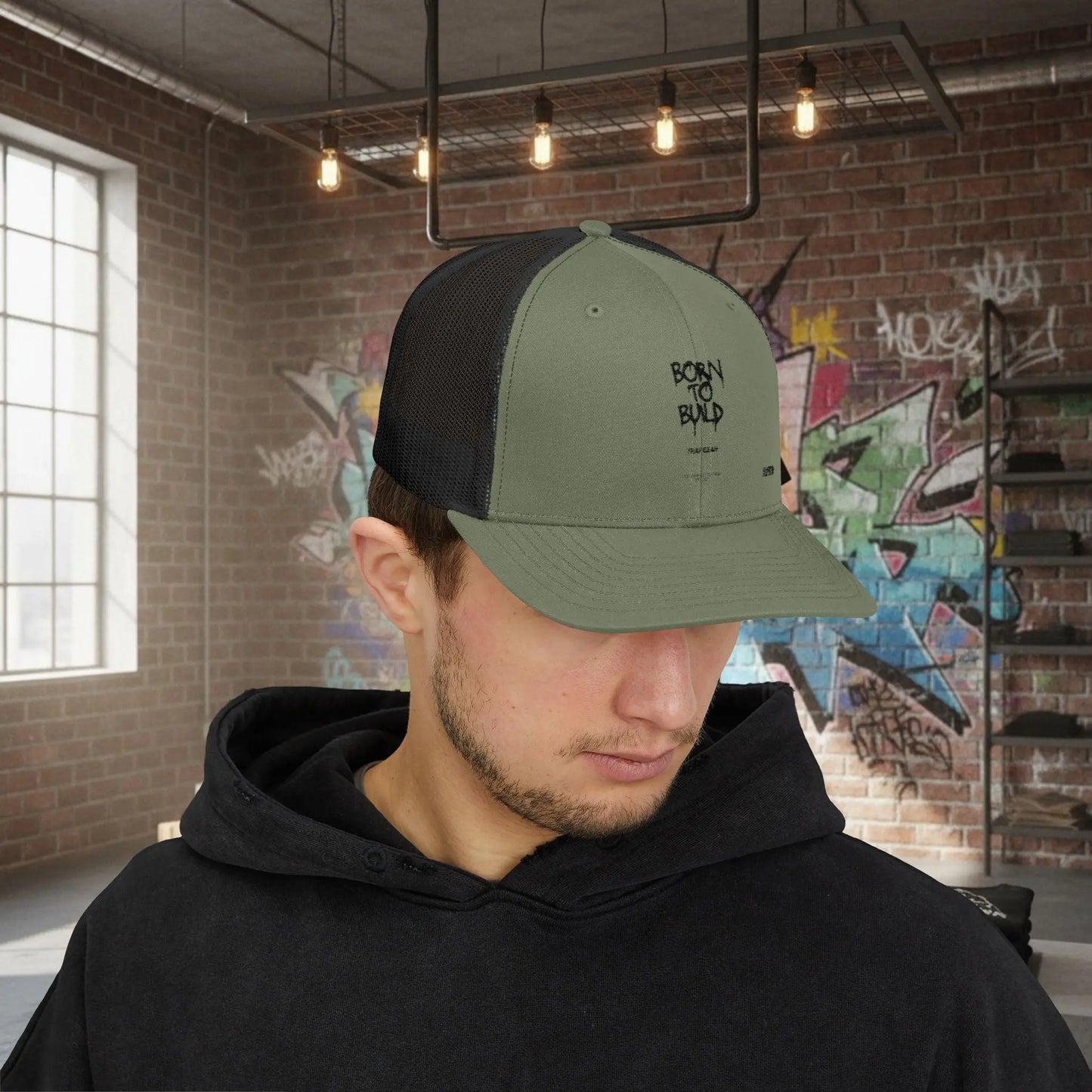 Trucker Cap - Born to Build Trapgear Design Printify