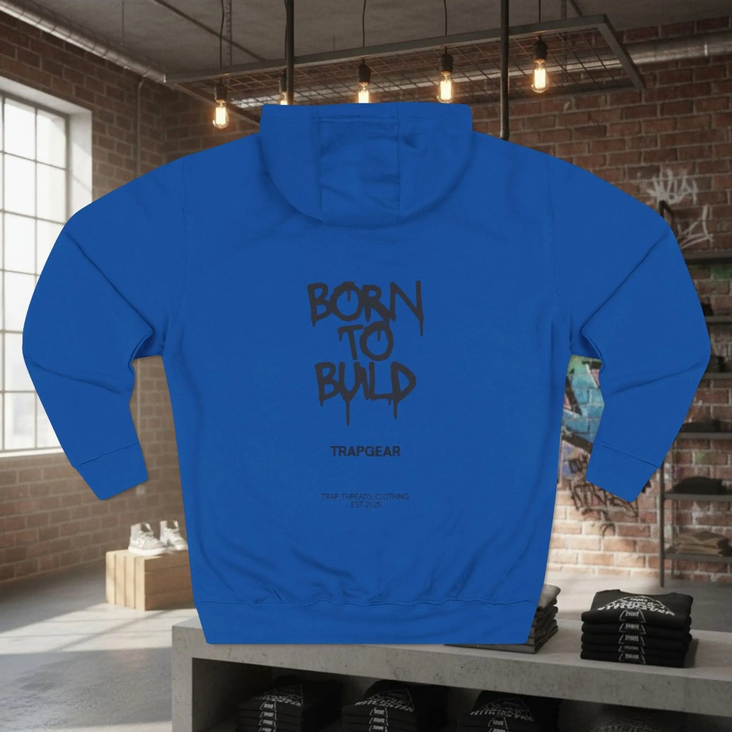 Fleece Hoodie Trapgear Born to Build Printify