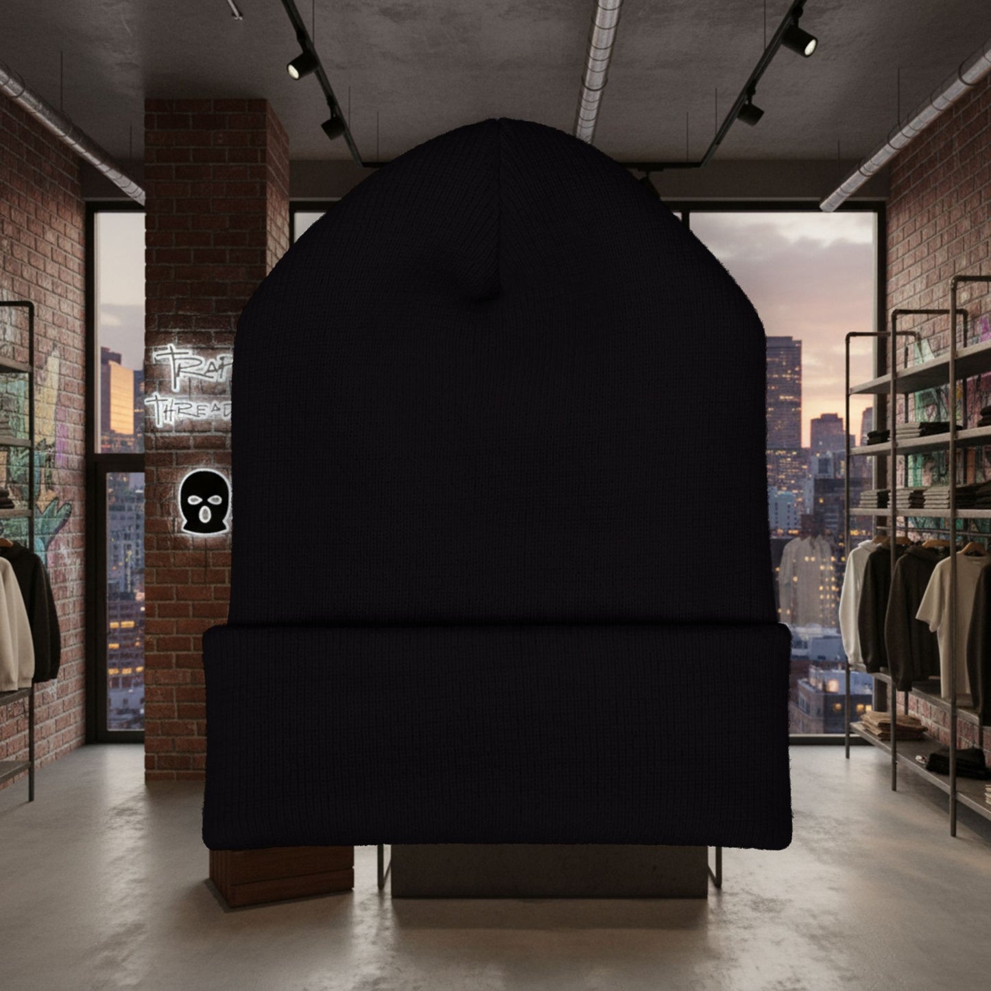 TRAPGEAR Embroidered Cuffed Beanie — Streetwear Knit Hat