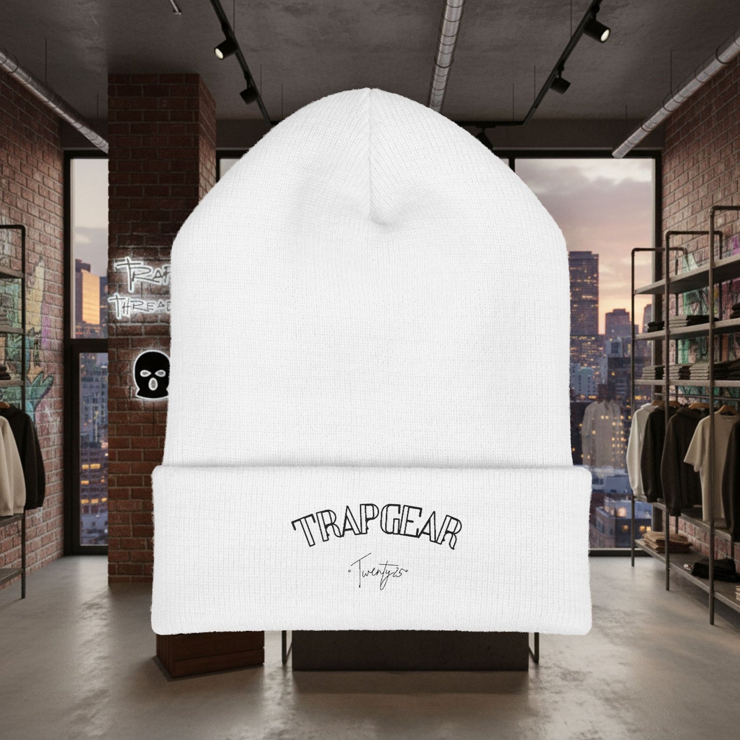 TRAPGEAR Embroidered Cuffed Beanie — Streetwear Knit Hat