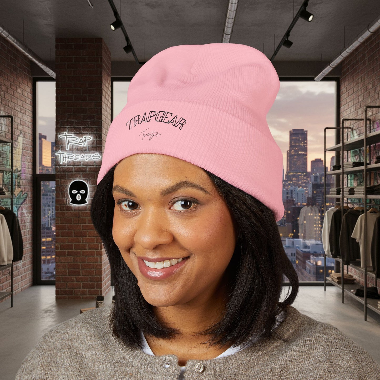 TRAPGEAR Embroidered Cuffed Beanie — Streetwear Knit Hat