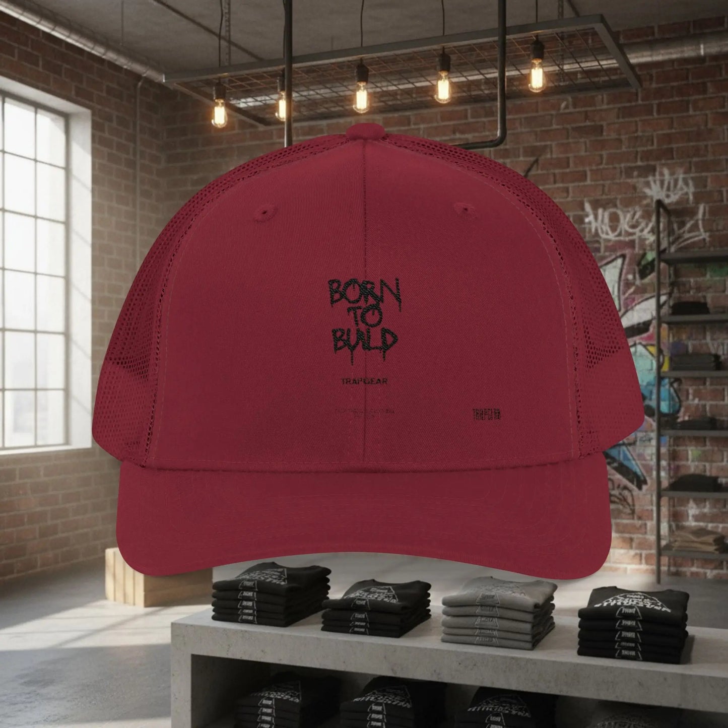 Trucker Cap - Born to Build Trapgear Design Printify