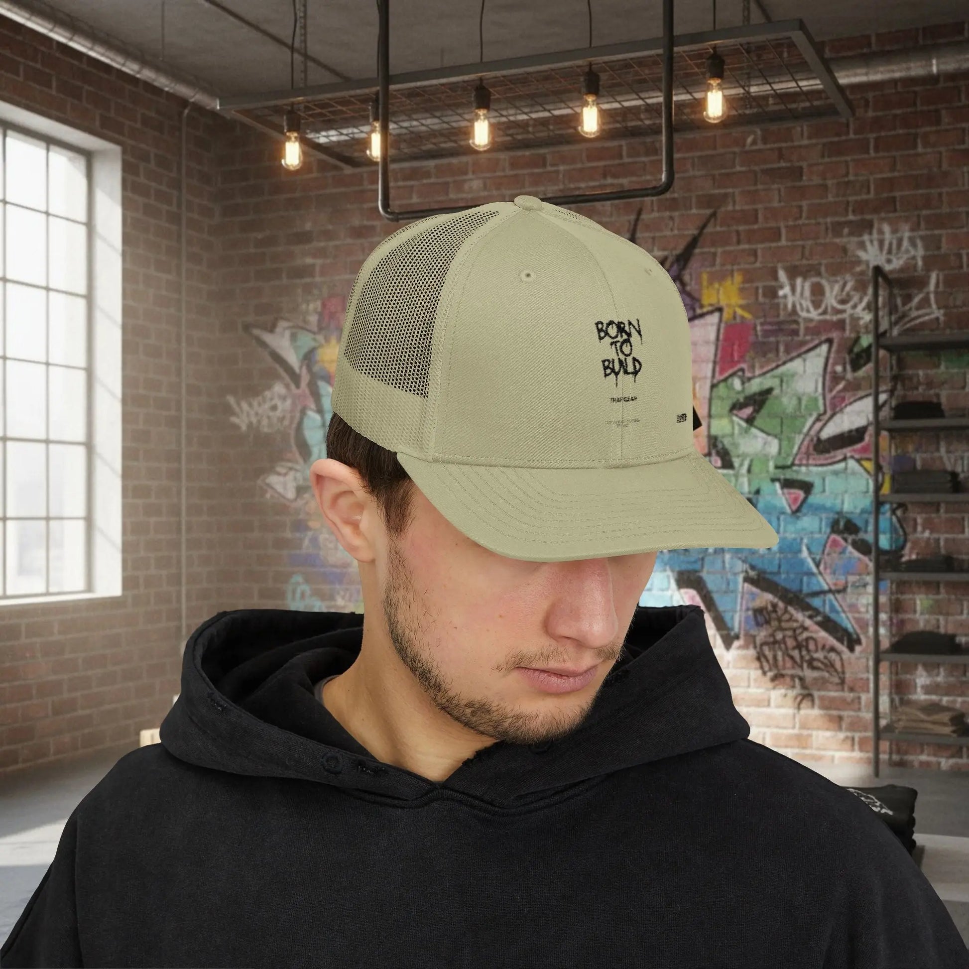 Trucker Cap - Born to Build Trapgear Design Printify
